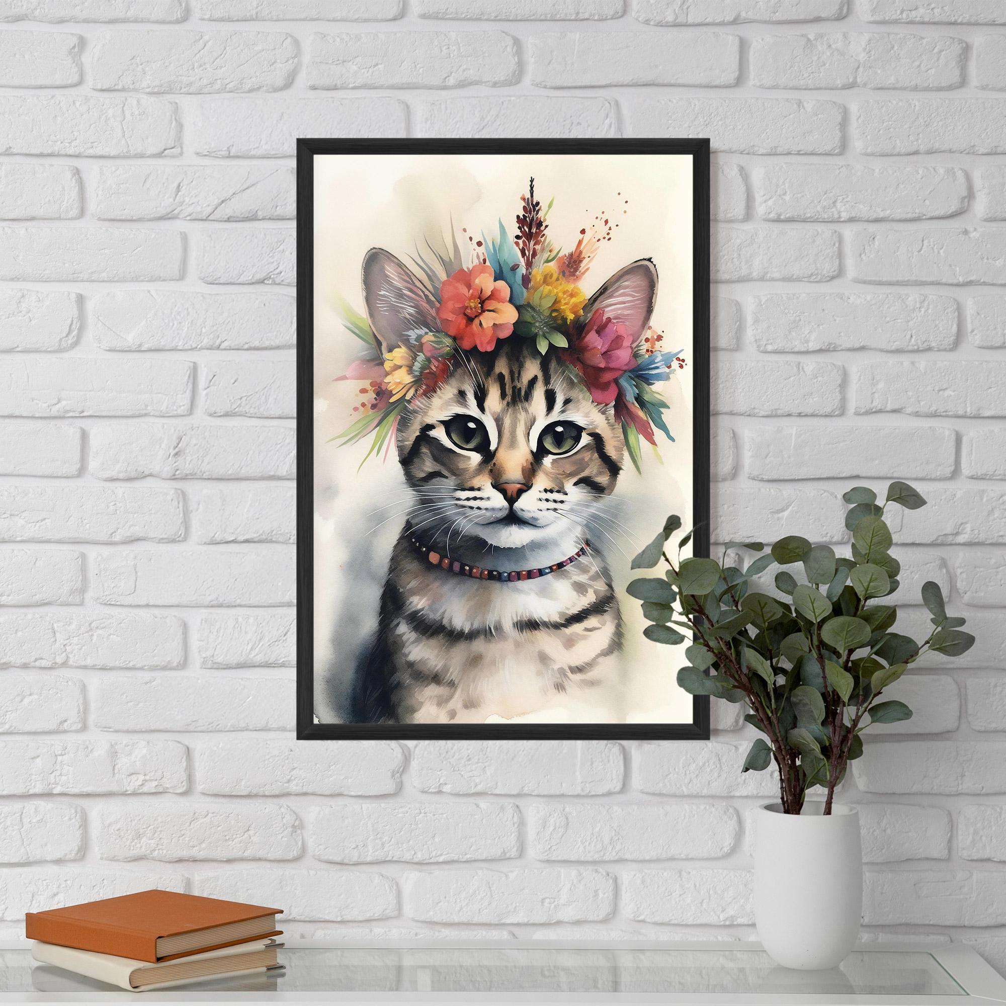 Poster Înrămat Flower Cat Art mockup 5
