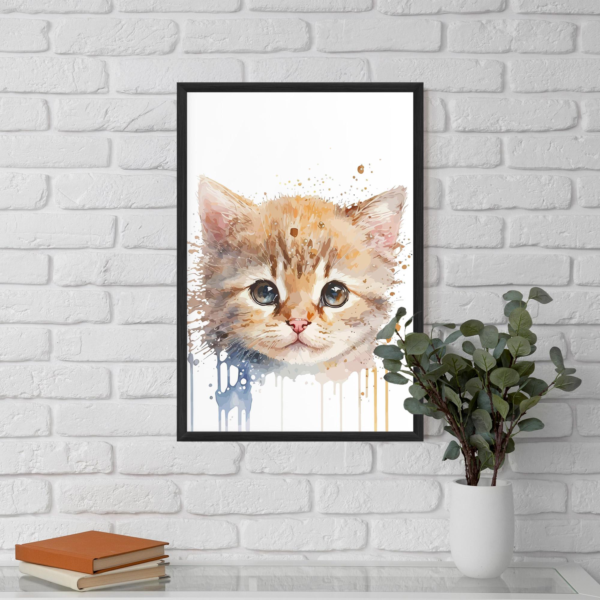 Poster Înrămat Watercolor Animal Cat mockup 5