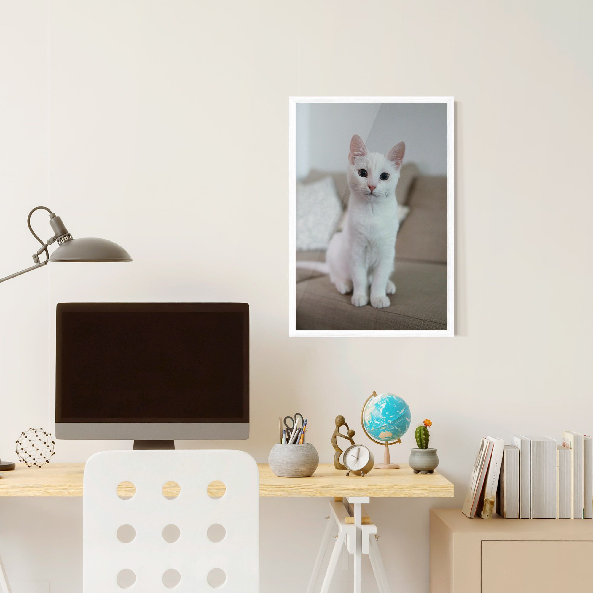 Beautiful White Cat mockup 6