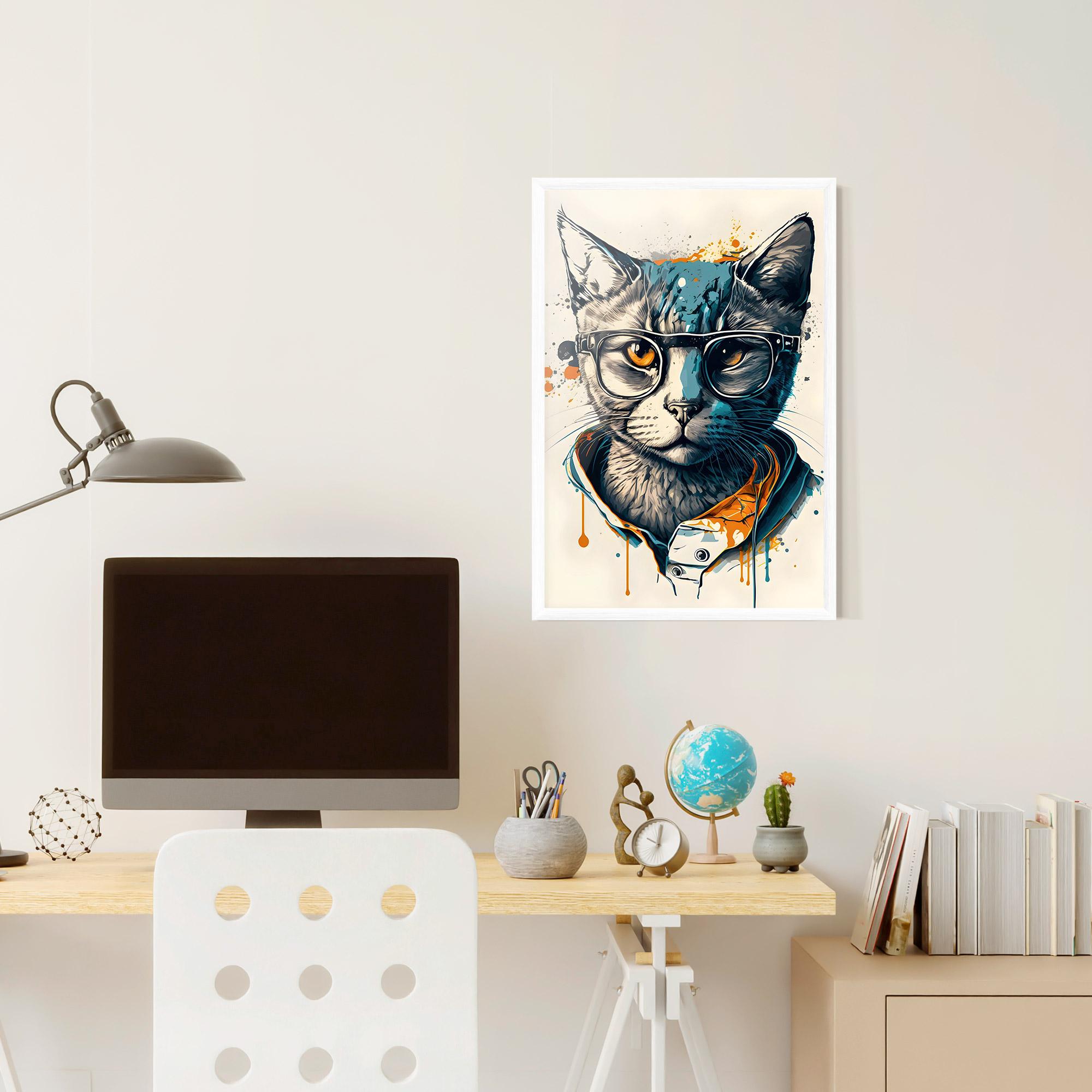 Poster Înrămat Cat Glasses Art mockup 6