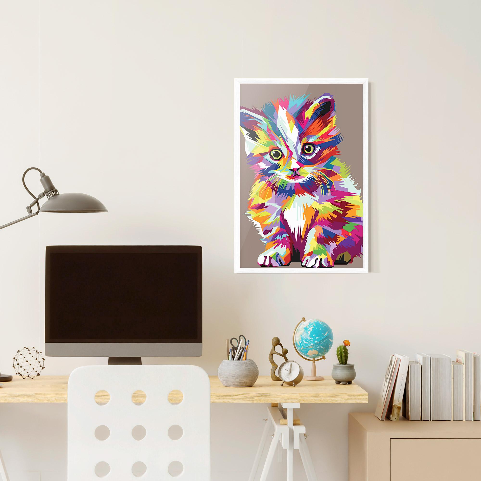 Poster Înrămat Colorful Cat mockup 6