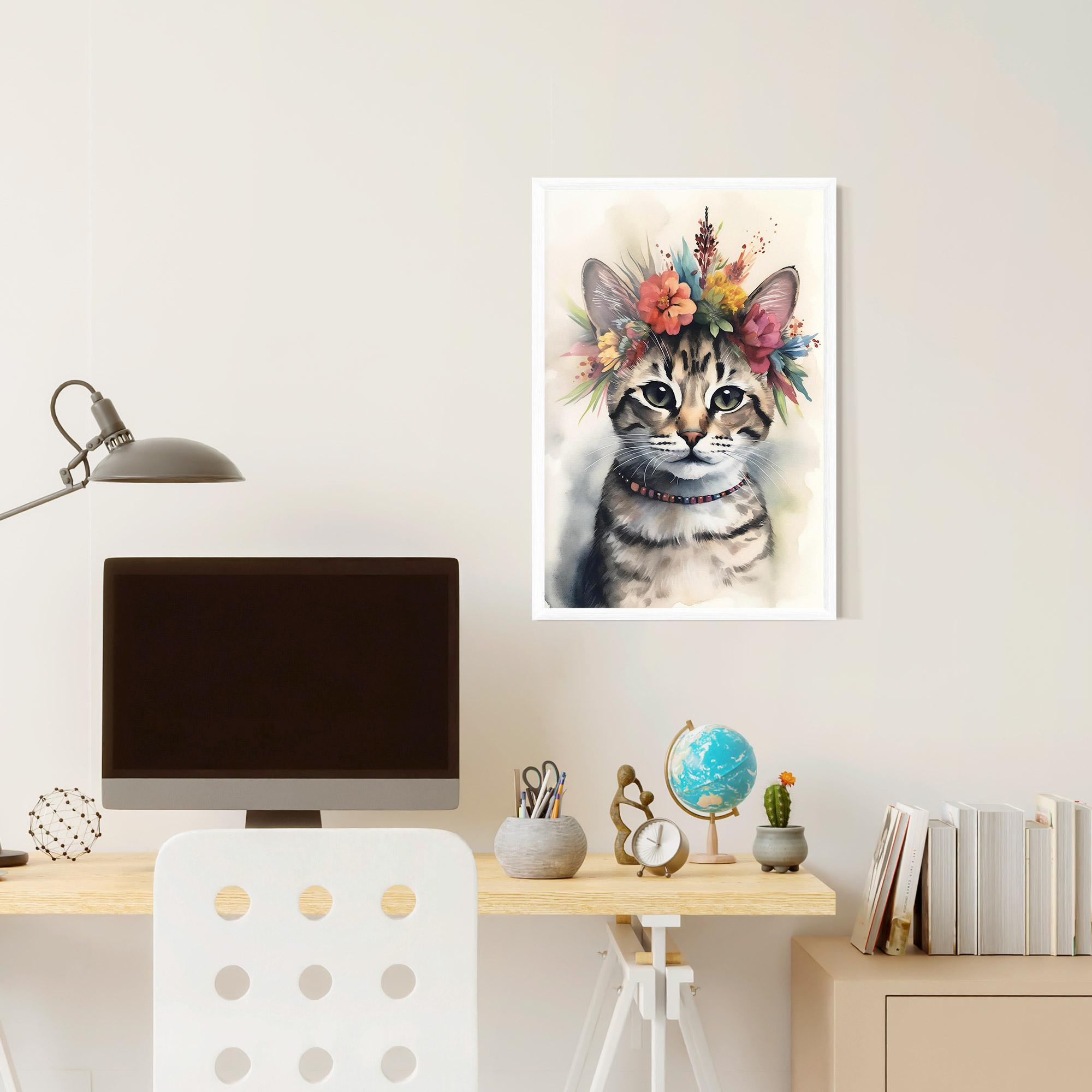Poster Înrămat Flower Cat Art mockup 6