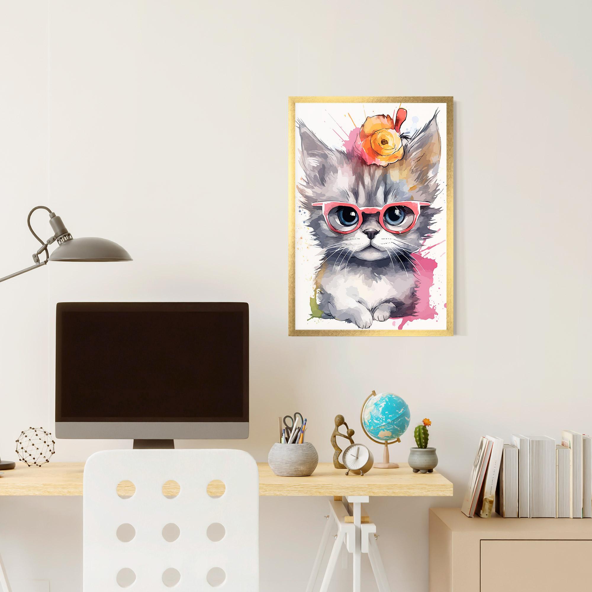 Poster Înrămat Adorable Grey Cat mockup 6