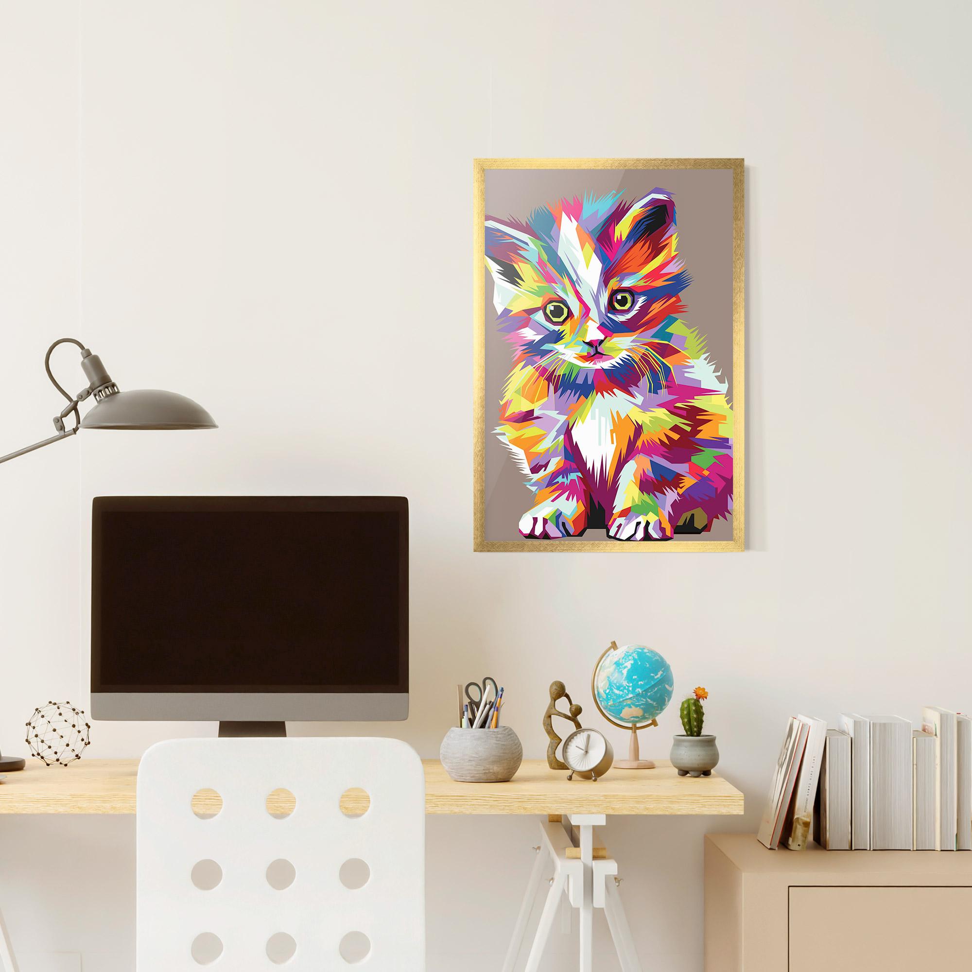 Poster Înrămat Colorful Cat mockup 6
