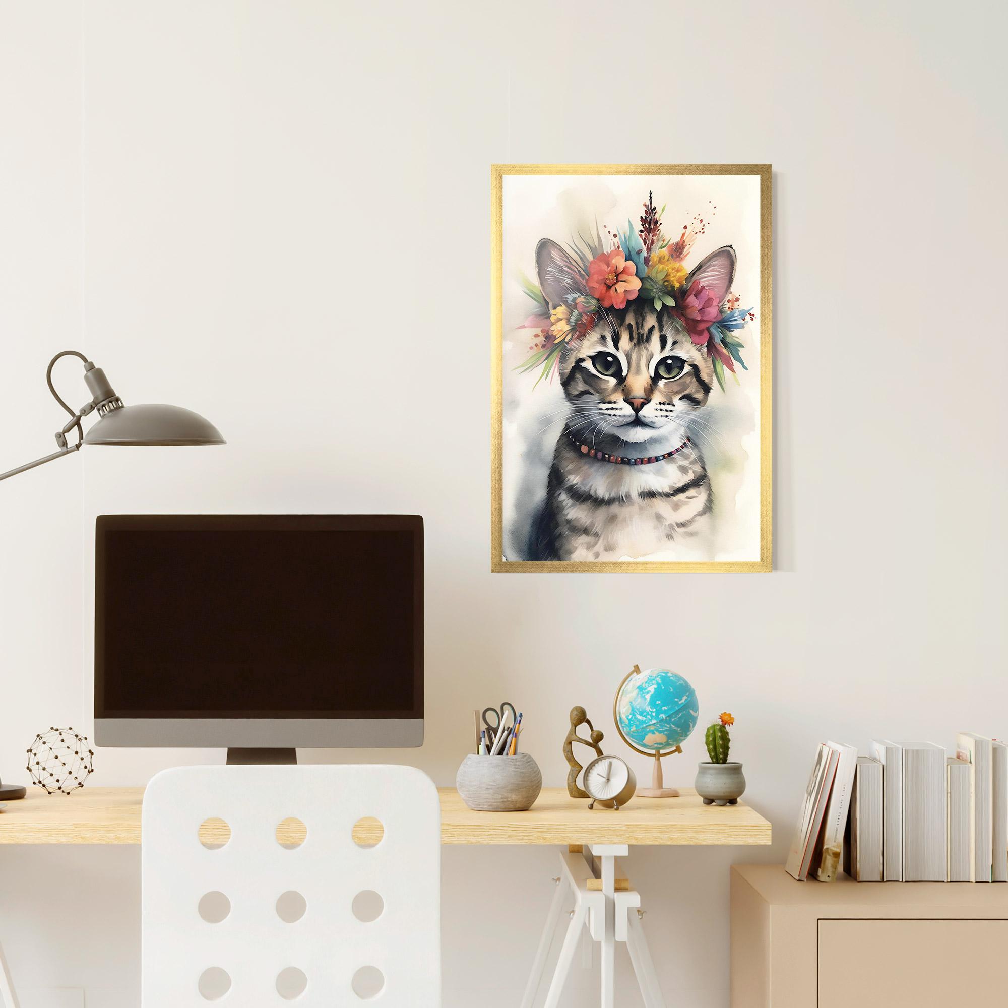 Poster Înrămat Flower Cat Art mockup 6