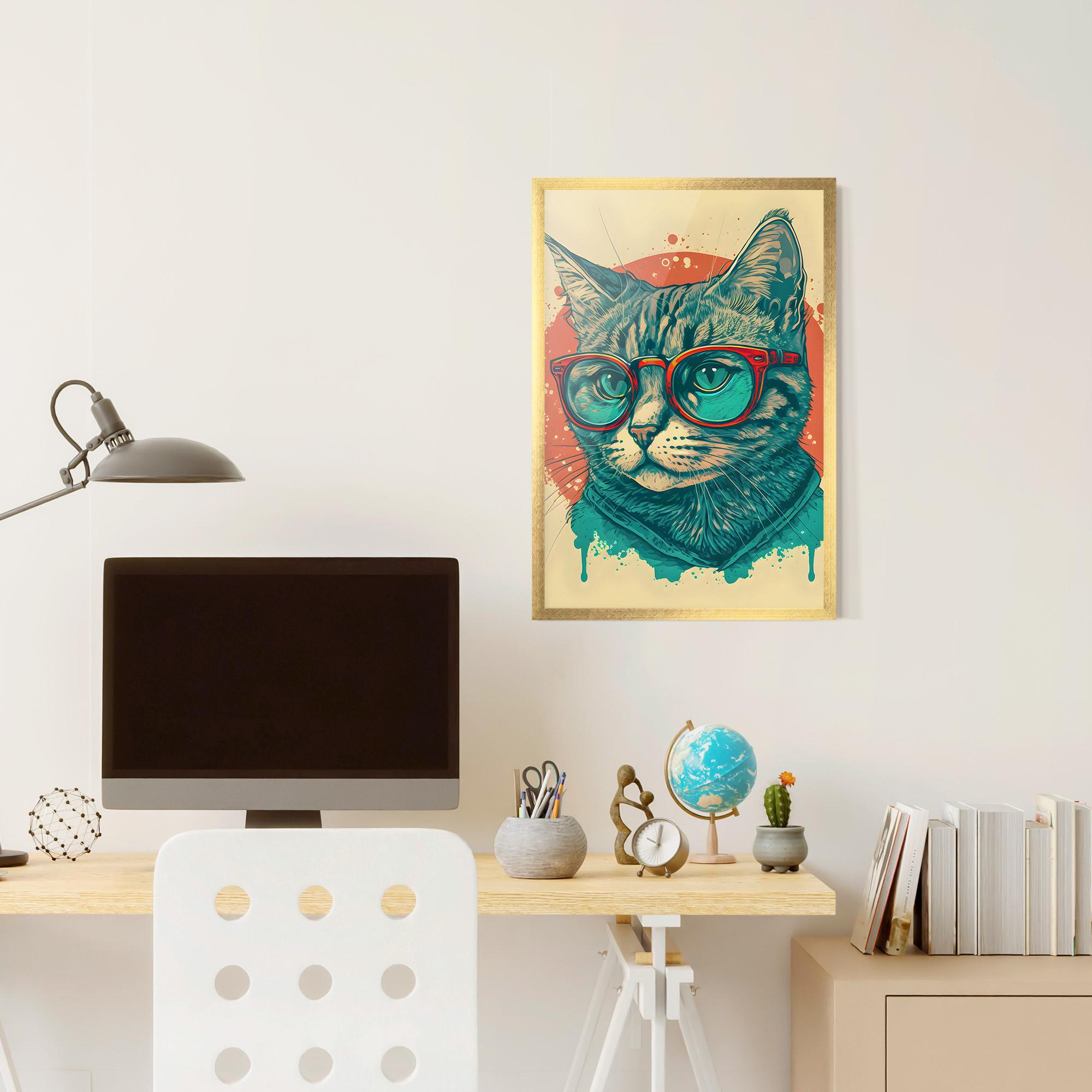 Poster Înrămat Red Glasses Cat mockup 6
