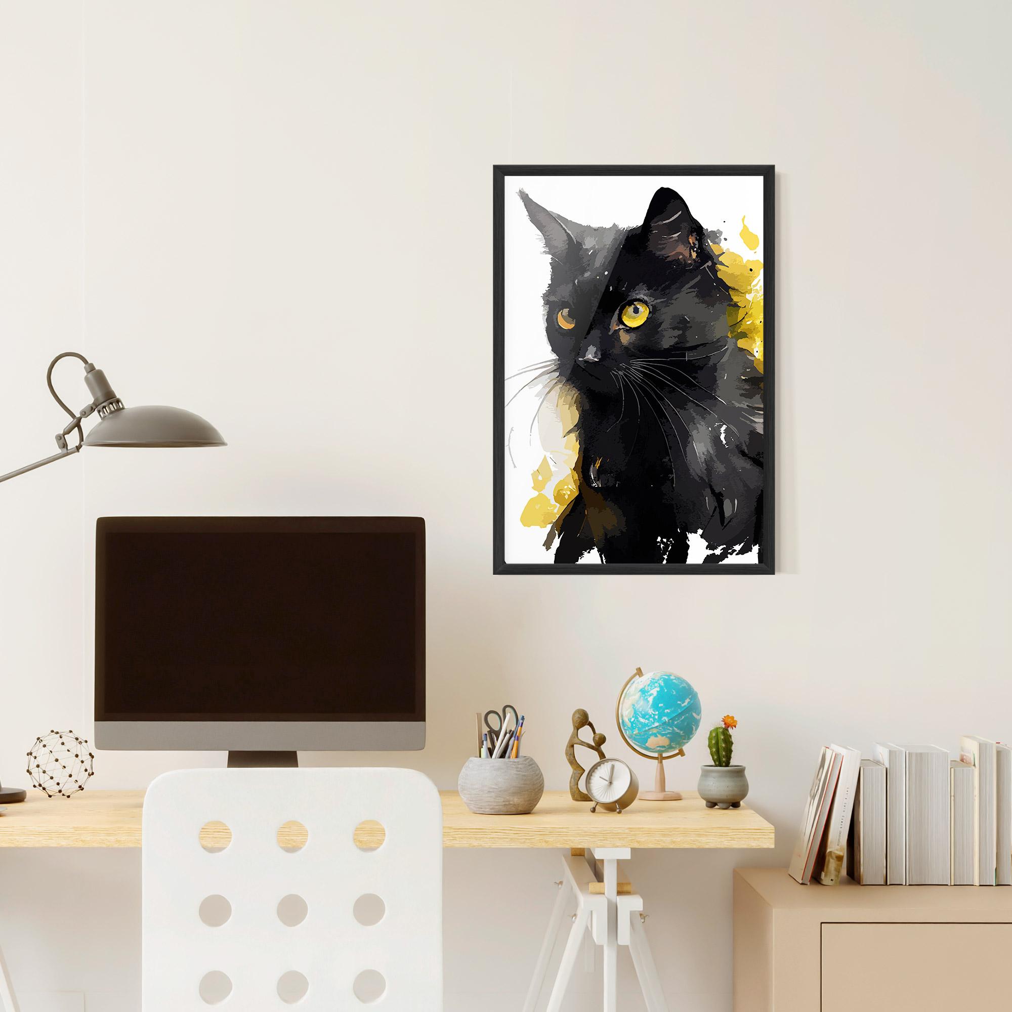 Poster Înrămat Beautiful Black Cat mockup 6