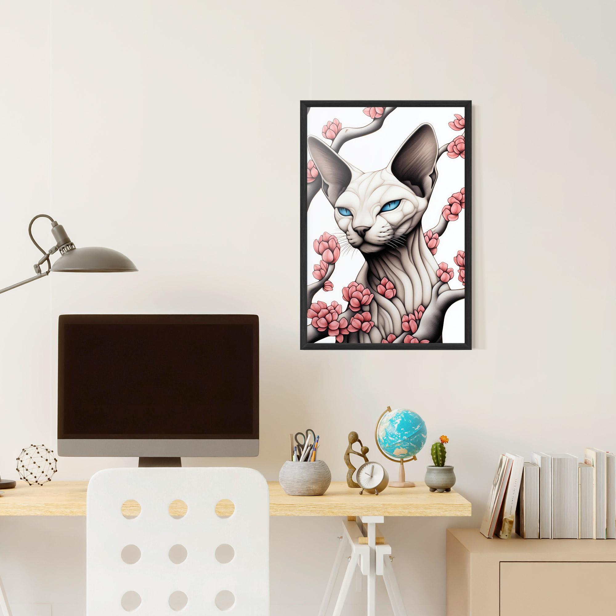Poster Înrămat Blue Eyes Cat Drawing mockup 6
