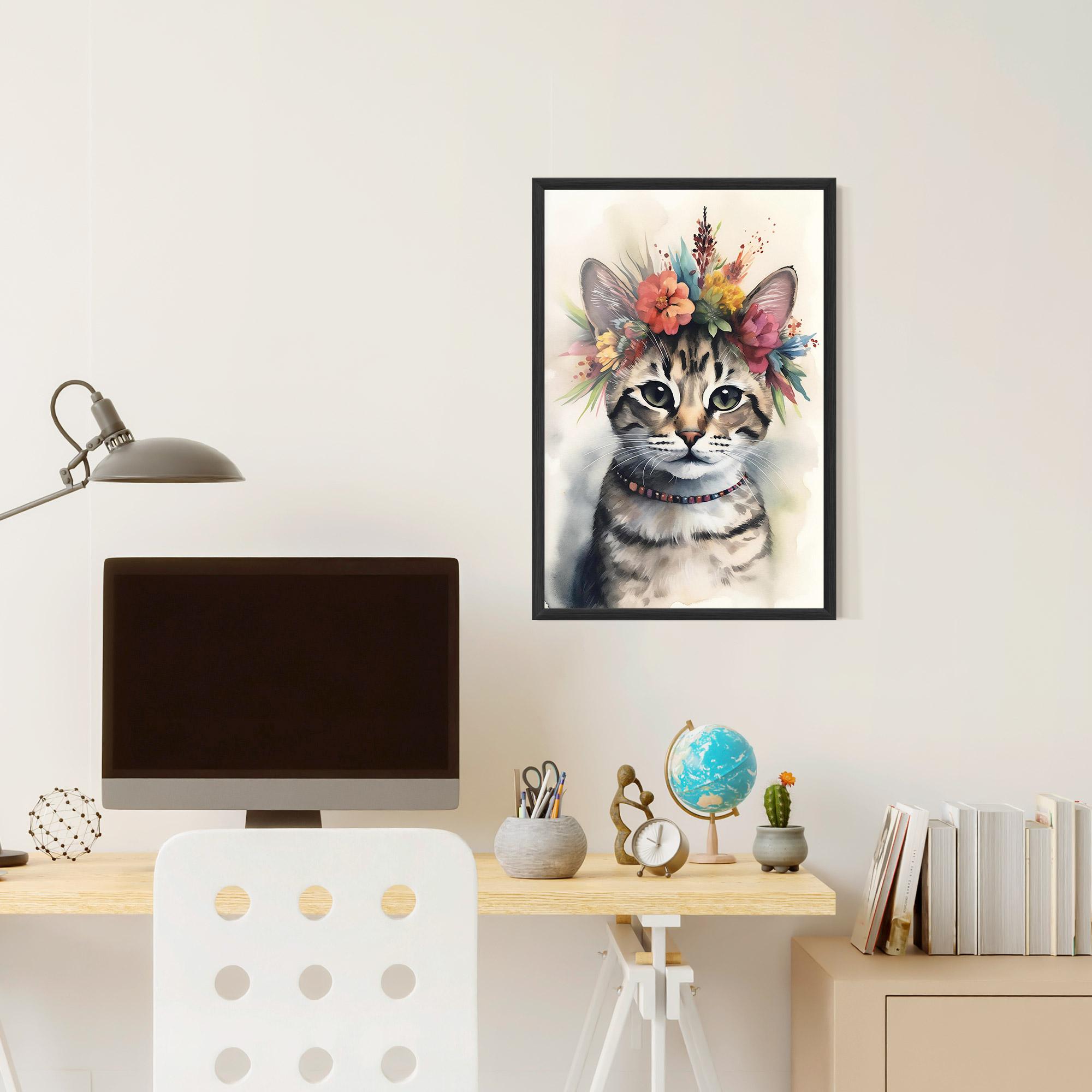 Poster Înrămat Flower Cat Art mockup 6