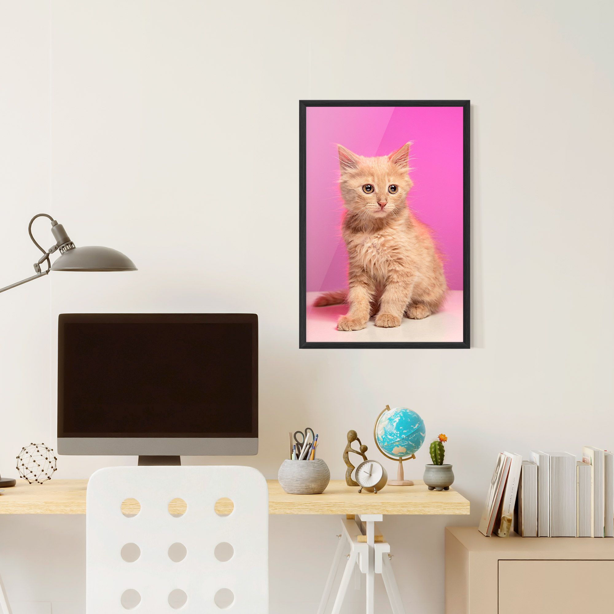 Orange Cat On Pink mockup 6