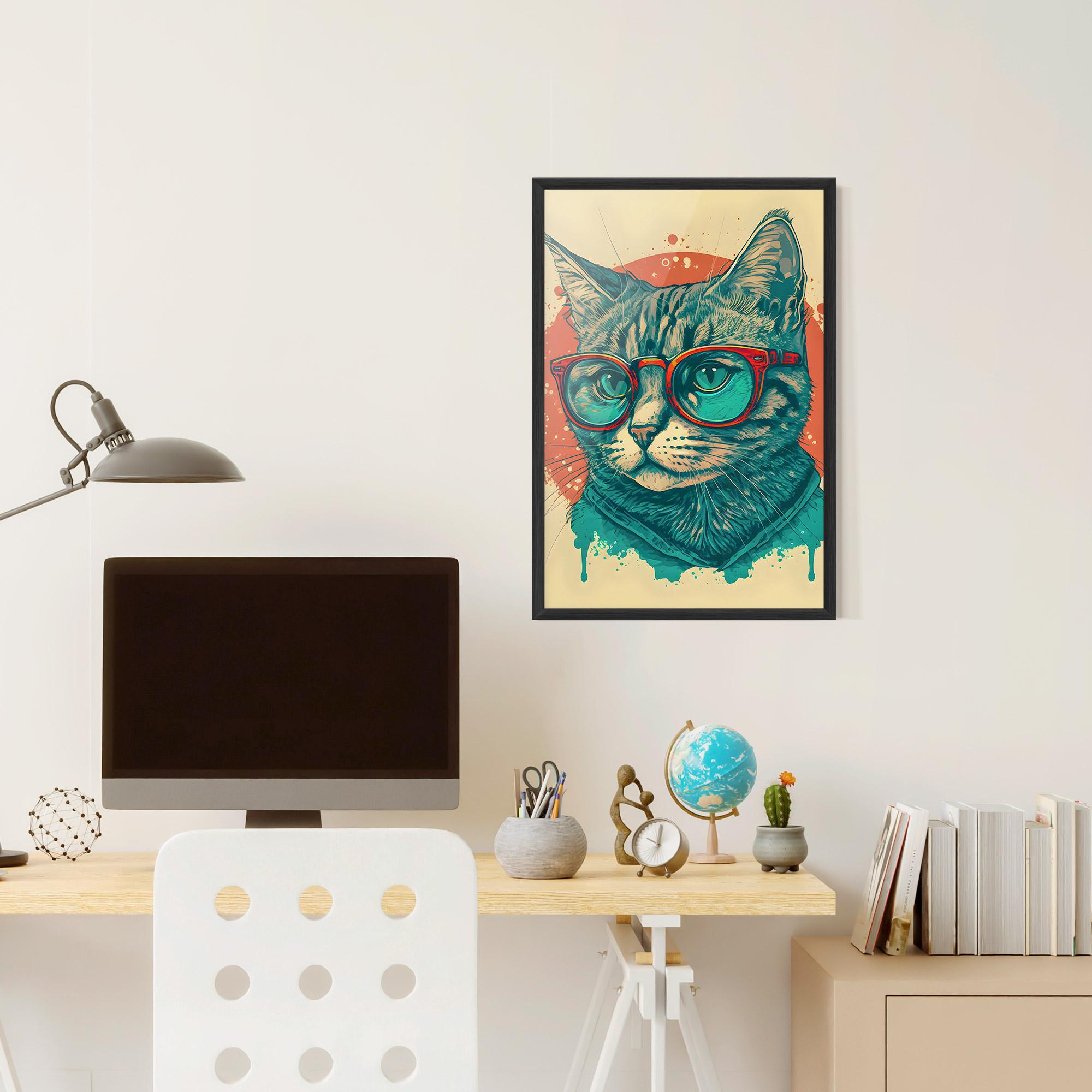 Poster Înrămat Red Glasses Cat mockup 6