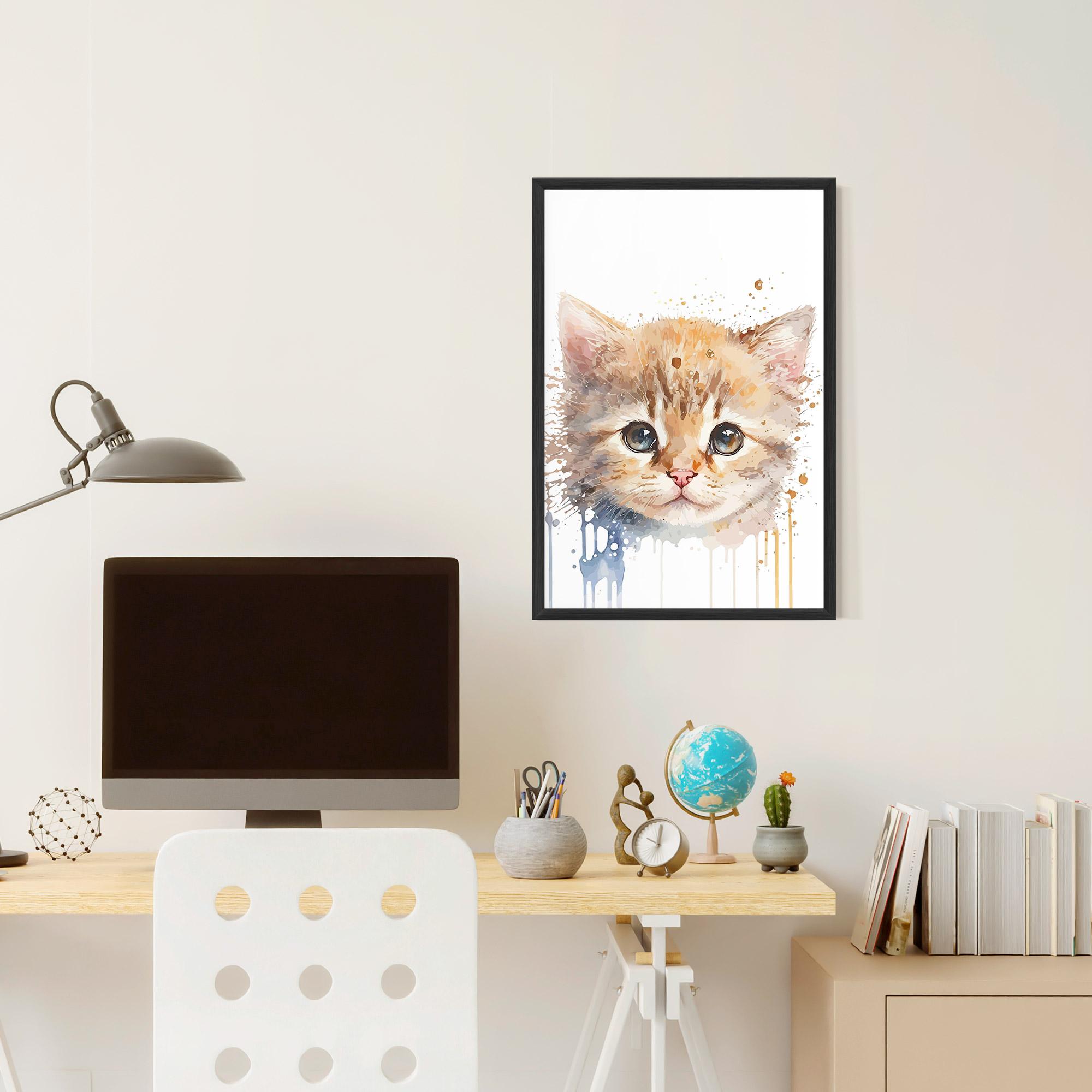 Poster Înrămat Watercolor Animal Cat mockup 6