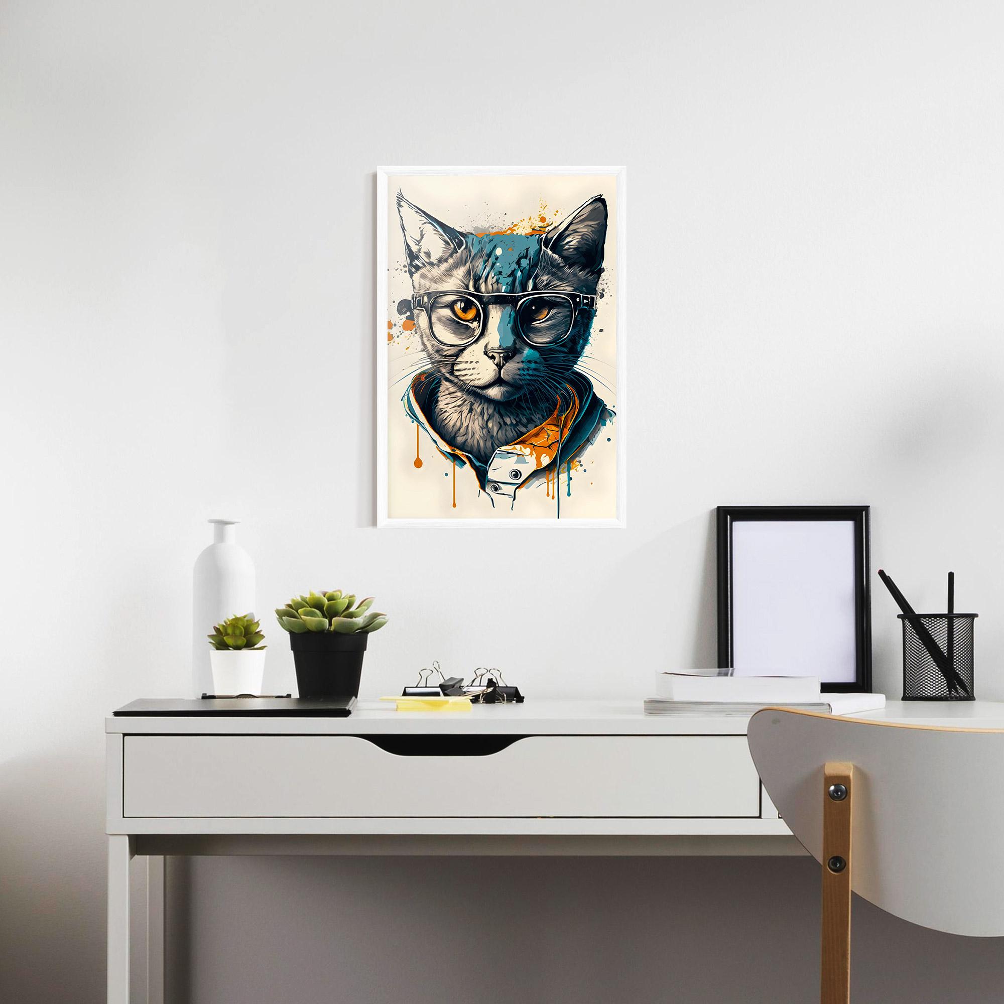 Poster Înrămat Cat Glasses Art mockup 7