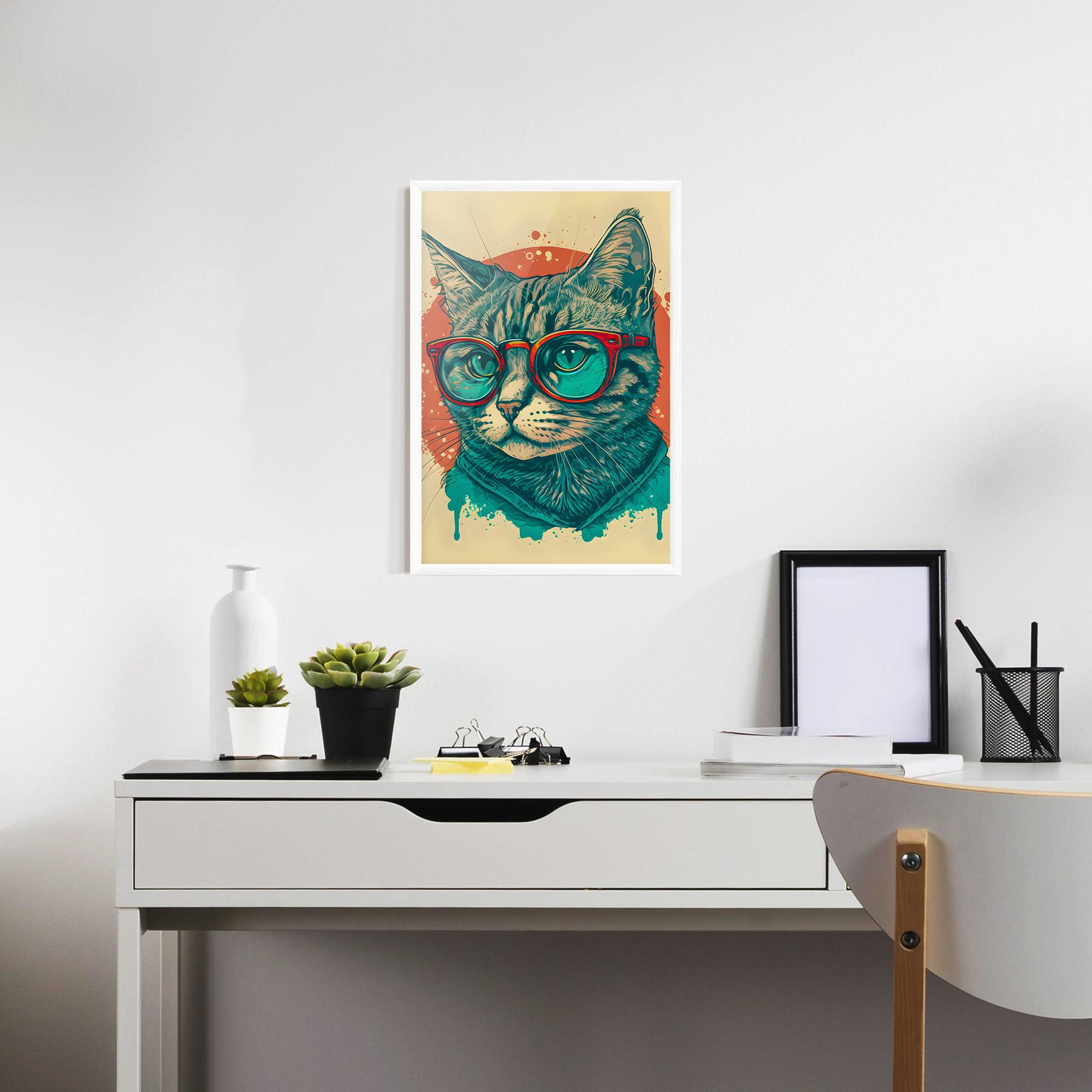 Poster Înrămat Red Glasses Cat mockup 7