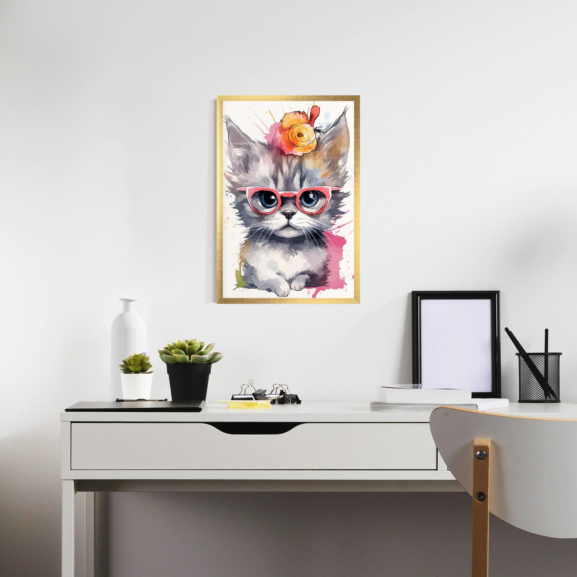 Poster Înrămat Adorable Grey Cat mockup 7