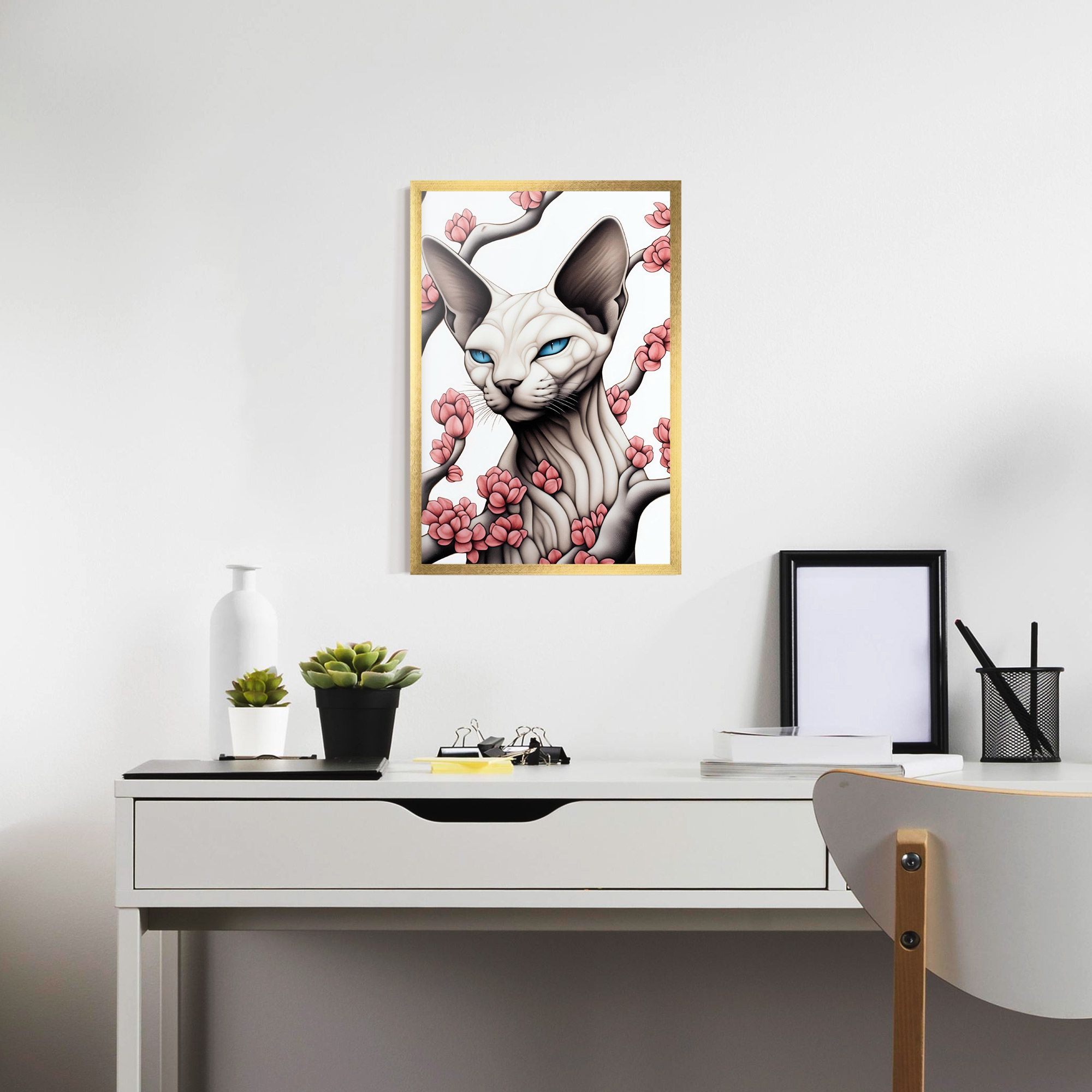 Blue Eyes Cat Drawing mockup 7