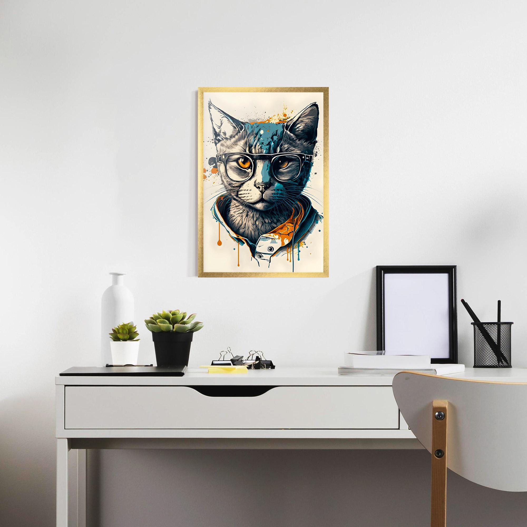 Poster Înrămat Cat Glasses Art mockup 7