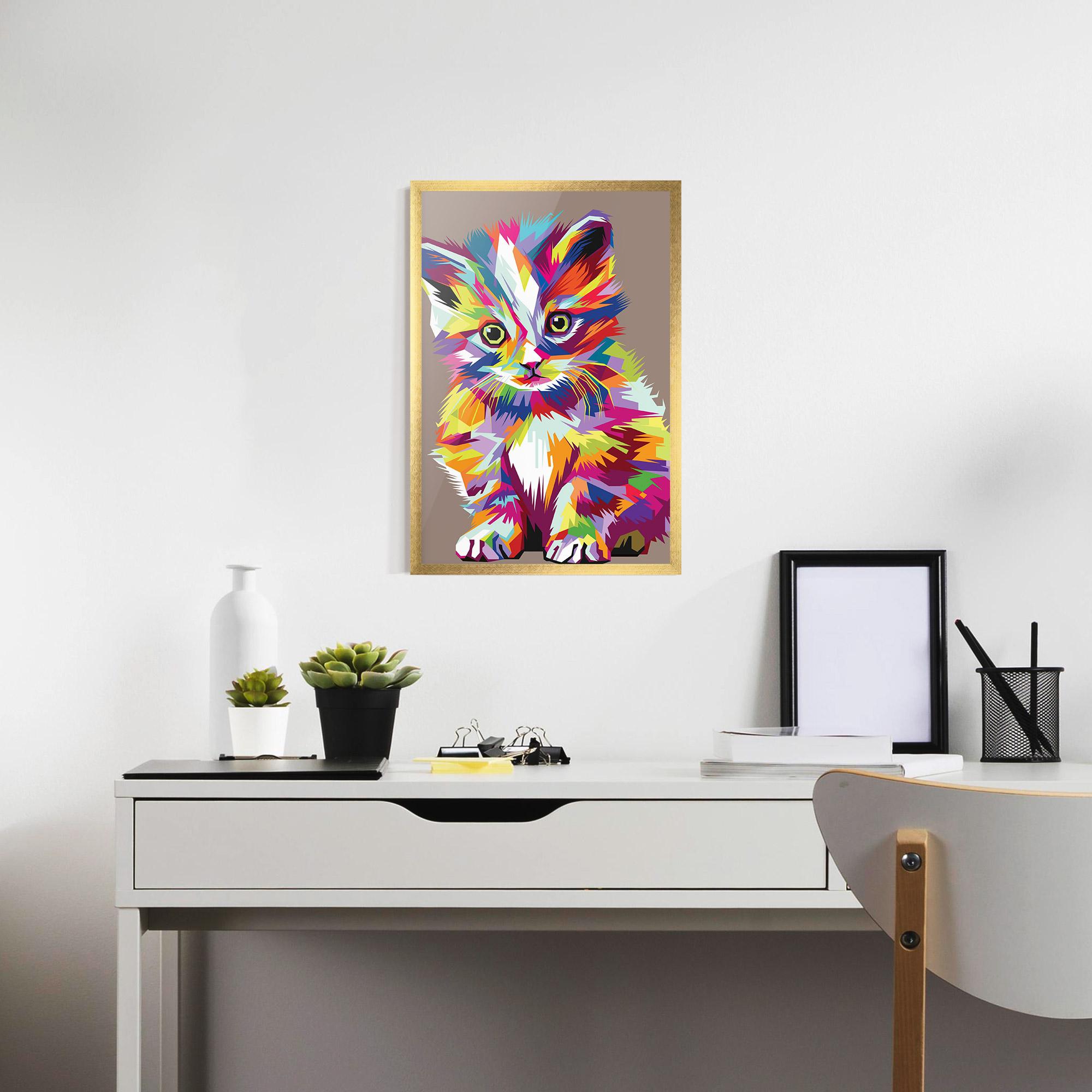 Poster Înrămat Colorful Cat mockup 7