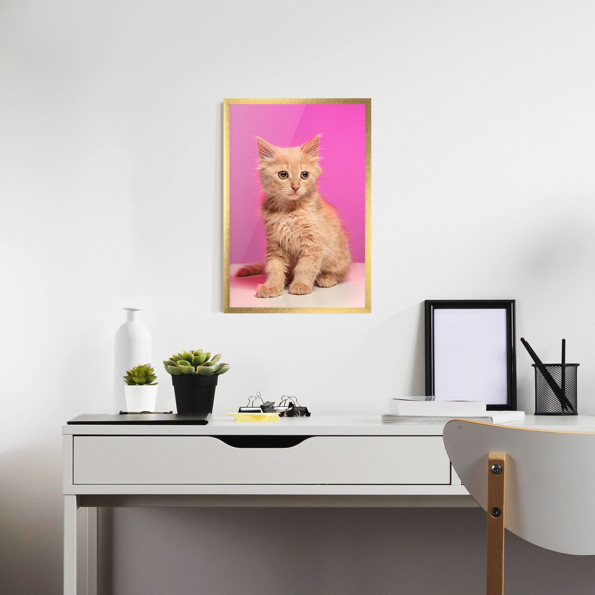 Orange Cat On Pink mockup 7