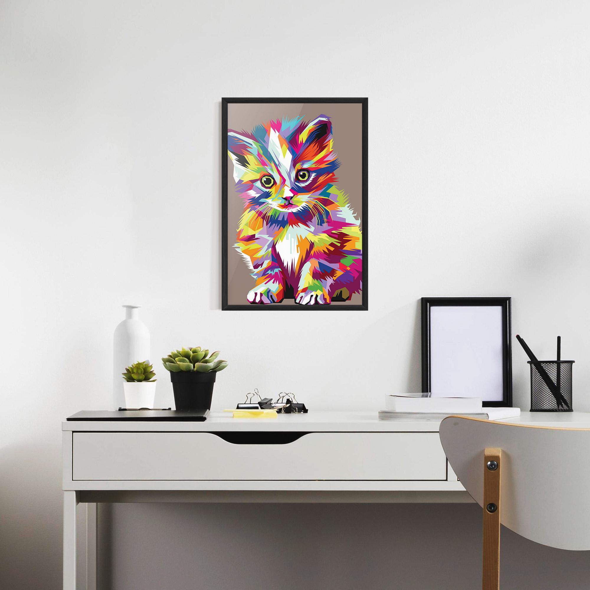 Poster Înrămat Colorful Cat mockup 7