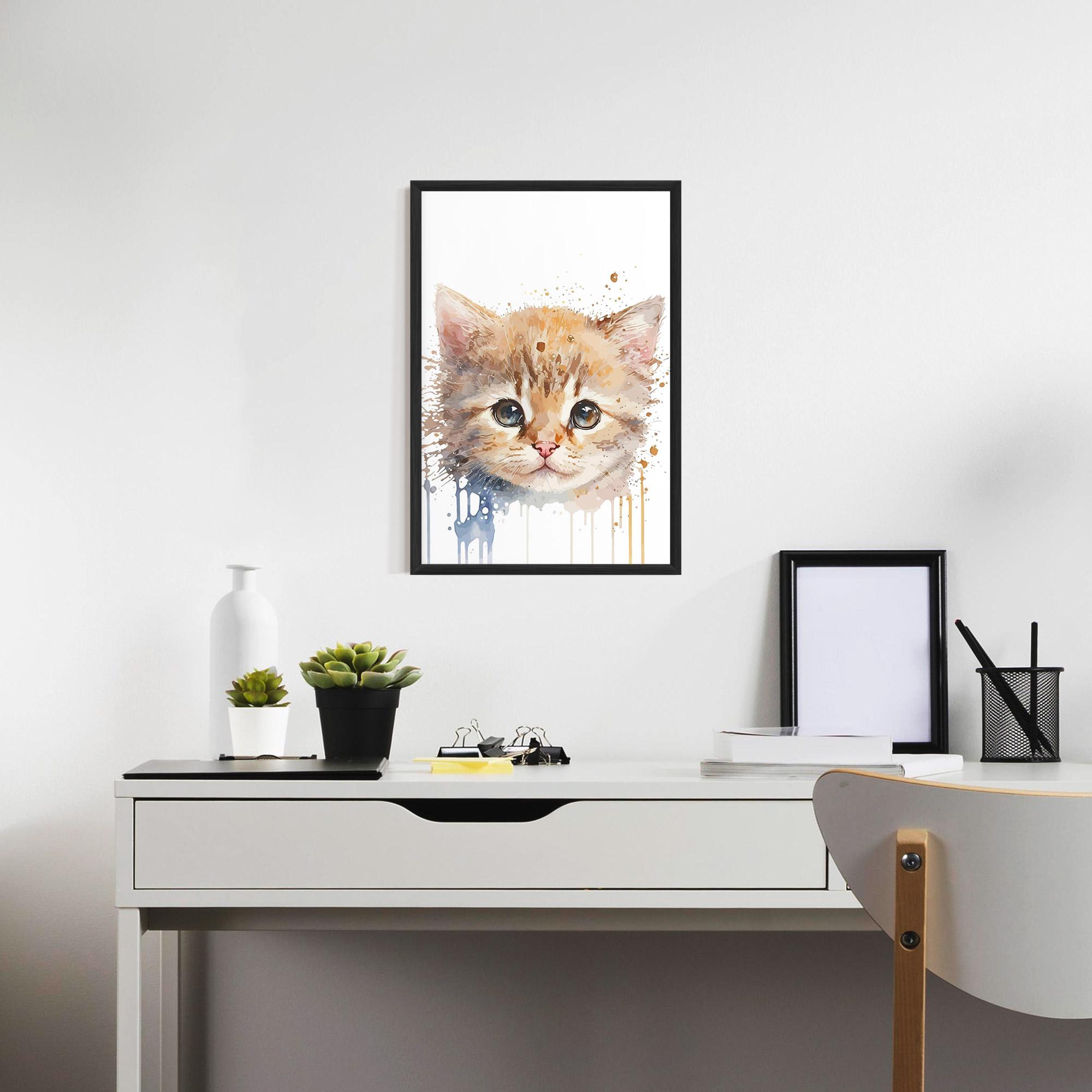 Poster Înrămat Watercolor Animal Cat mockup 7