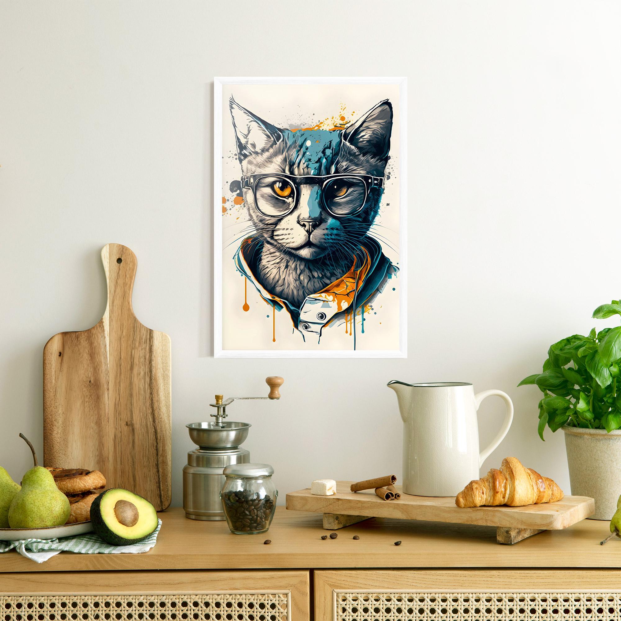 Poster Înrămat Cat Glasses Art mockup 8
