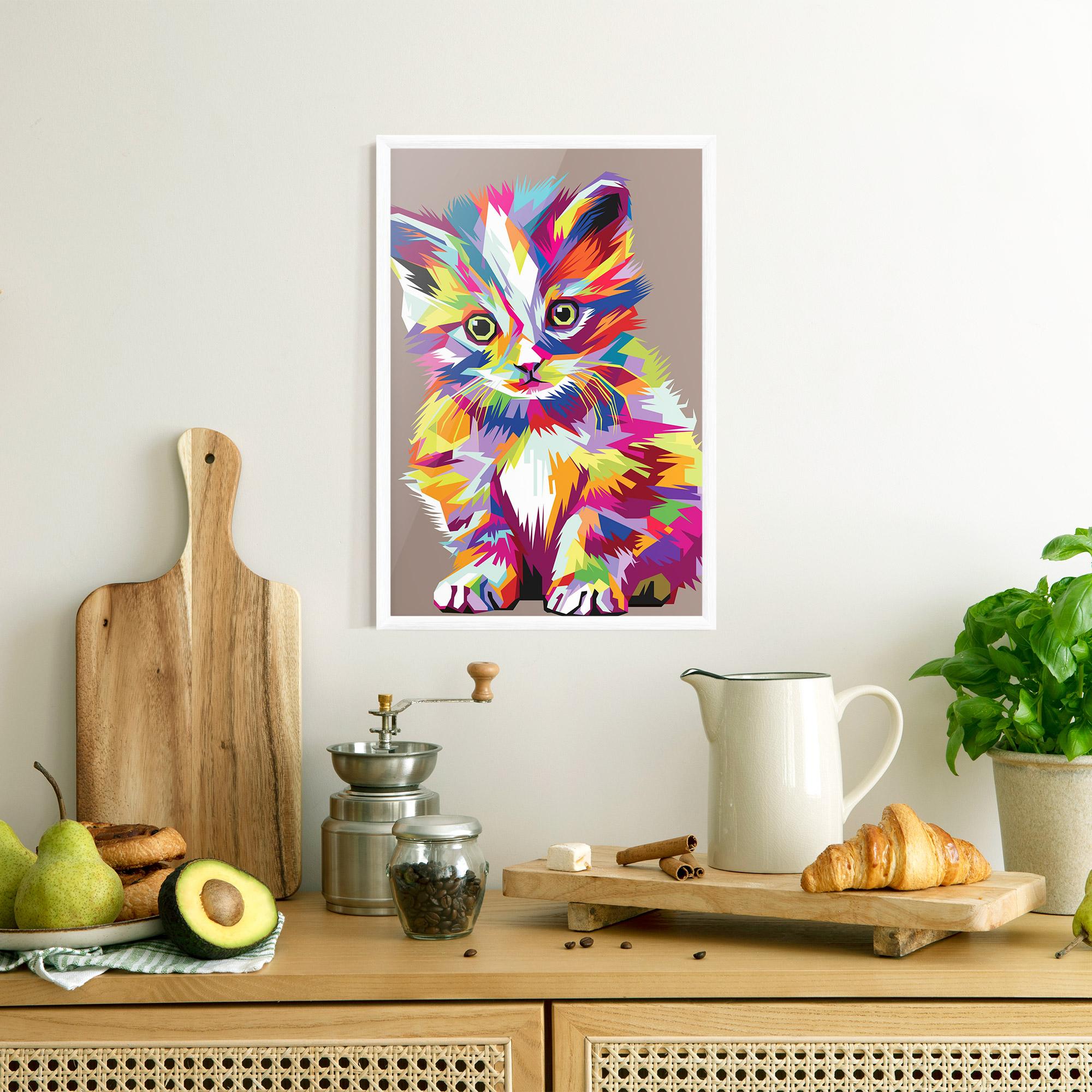 Poster Înrămat Colorful Cat mockup 8