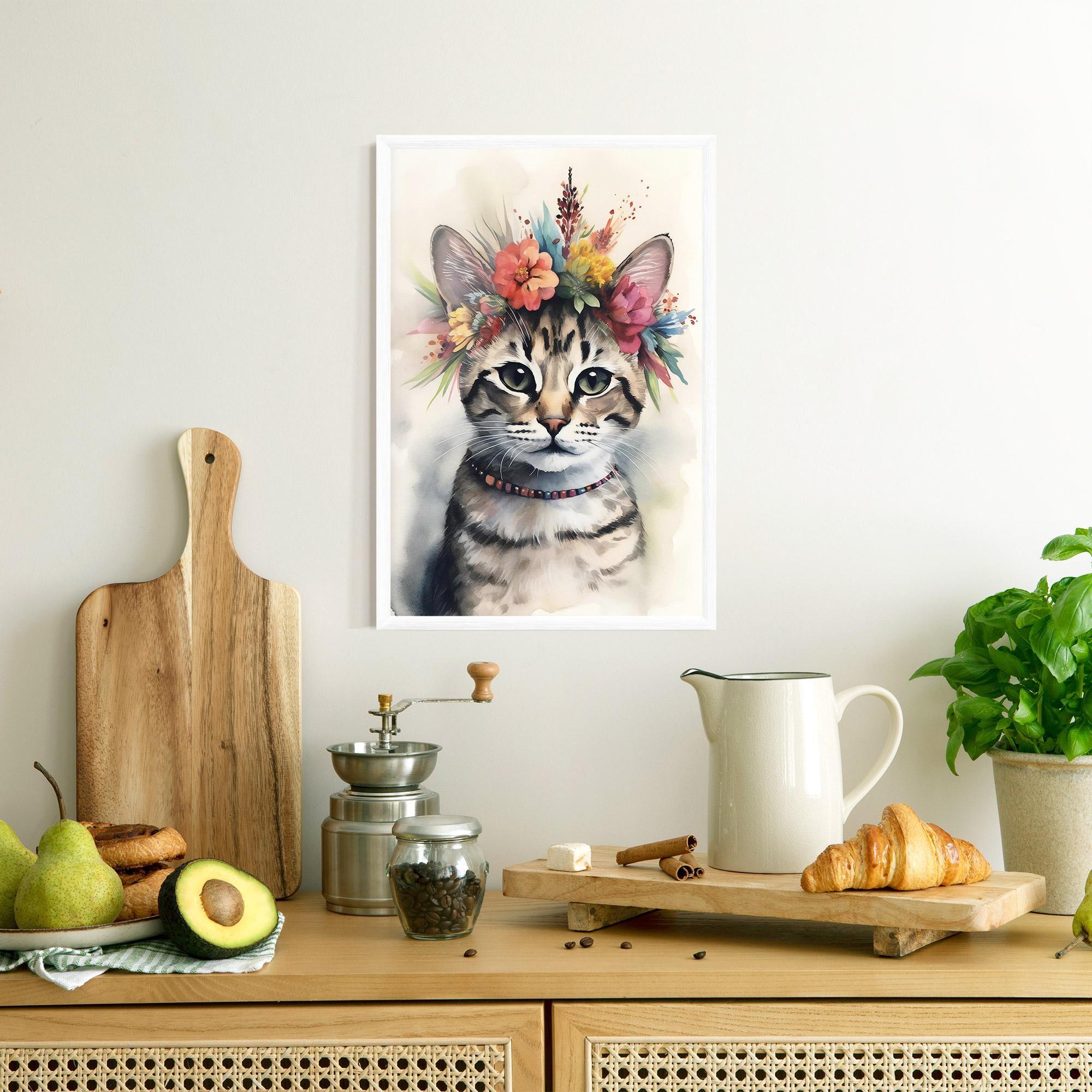 Poster Înrămat Flower Cat Art mockup 8