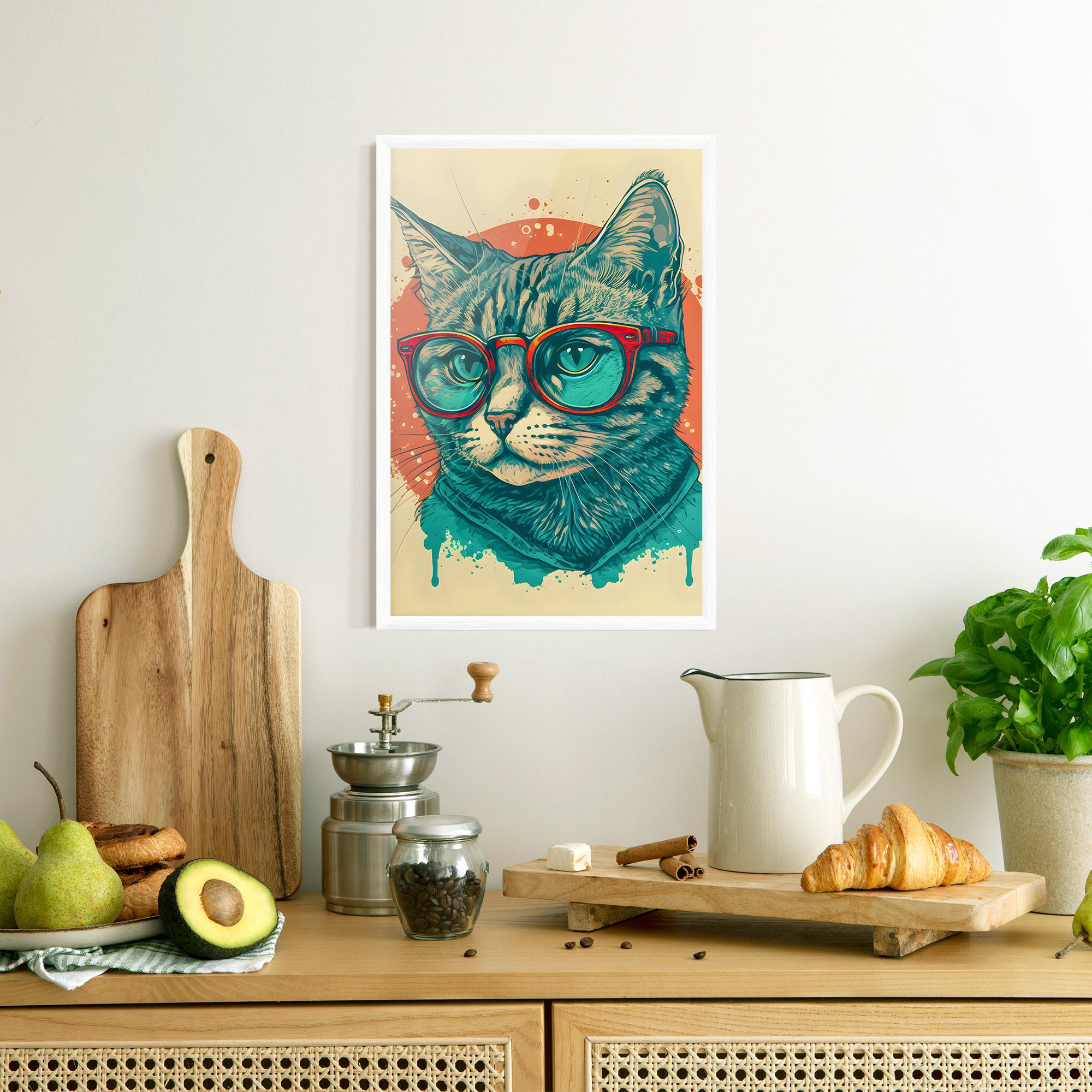 Poster Înrămat Red Glasses Cat mockup 8