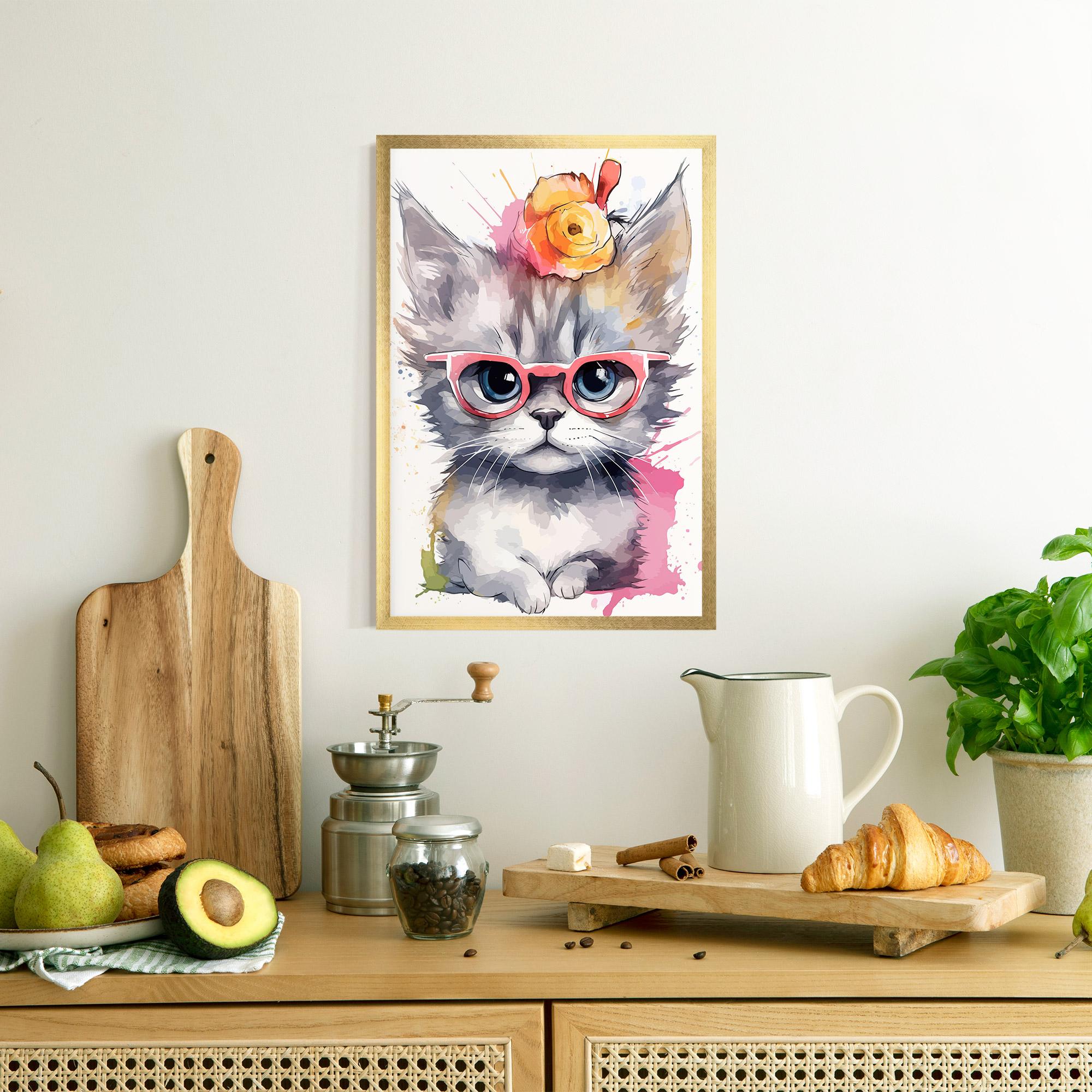 Poster Înrămat Adorable Grey Cat mockup 8