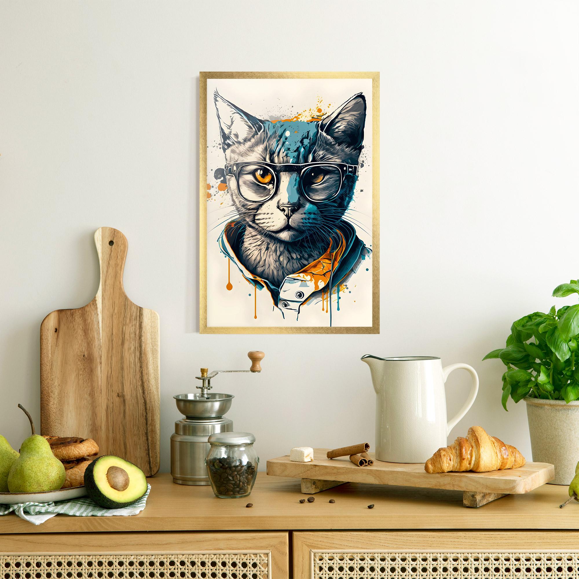 Poster Înrămat Cat Glasses Art mockup 8
