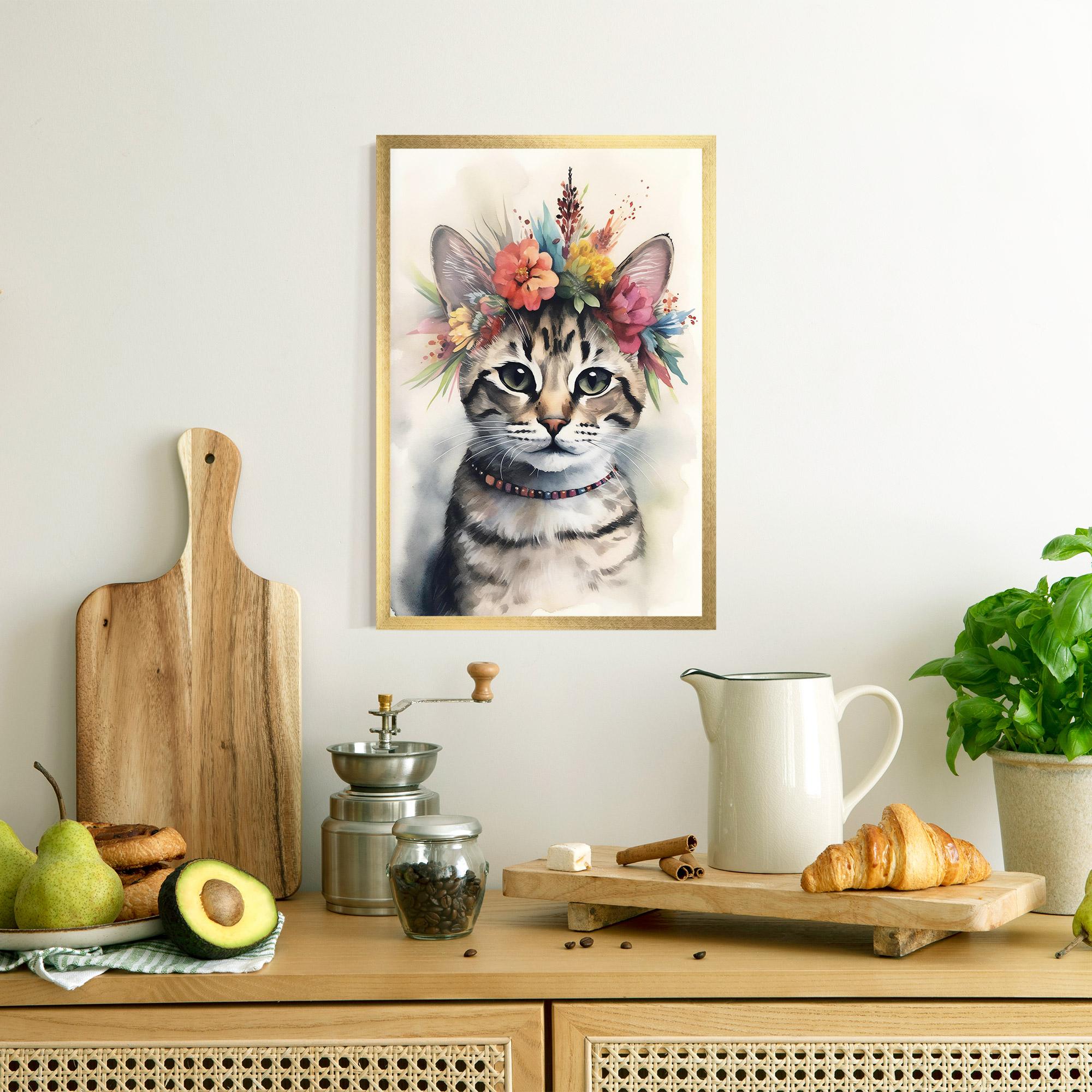 Poster Înrămat Flower Cat Art mockup 8