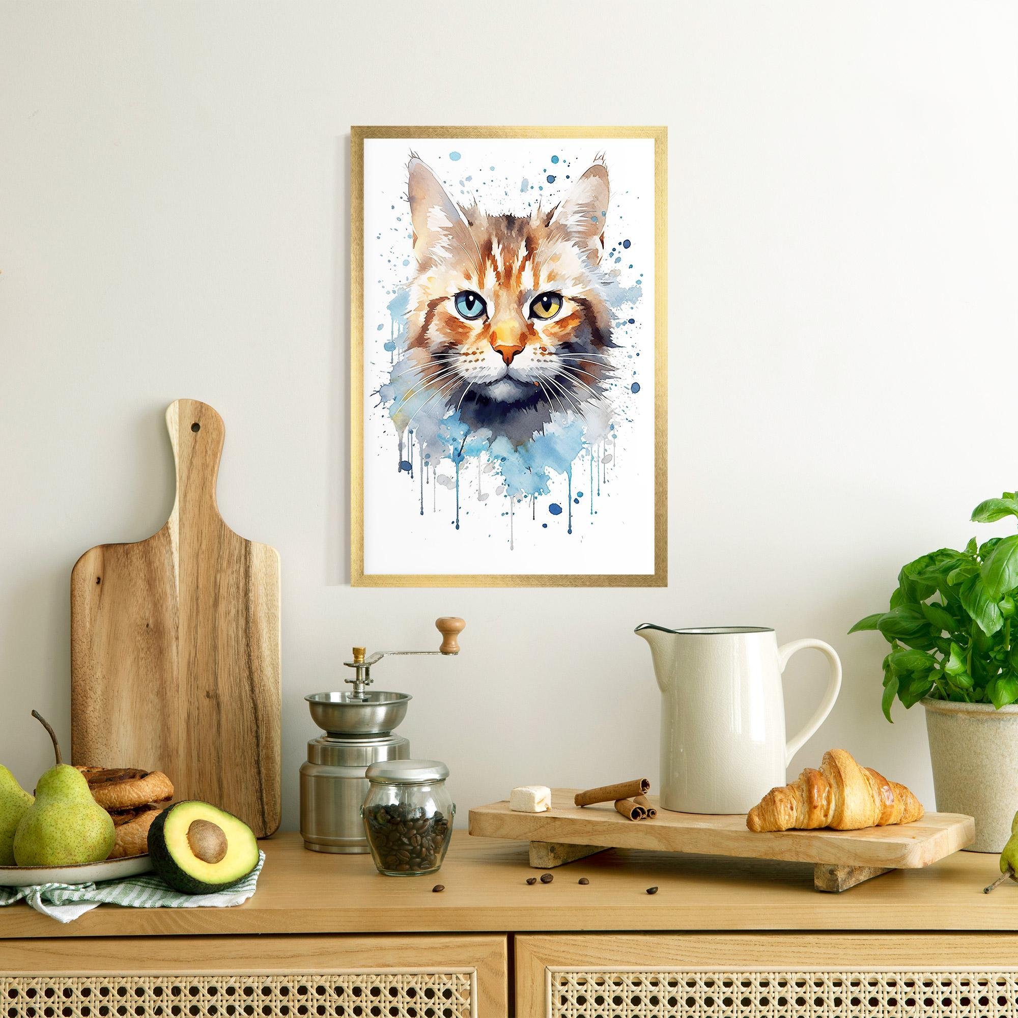 Poster Înrămat Orange Blue Eyes Cat mockup 8