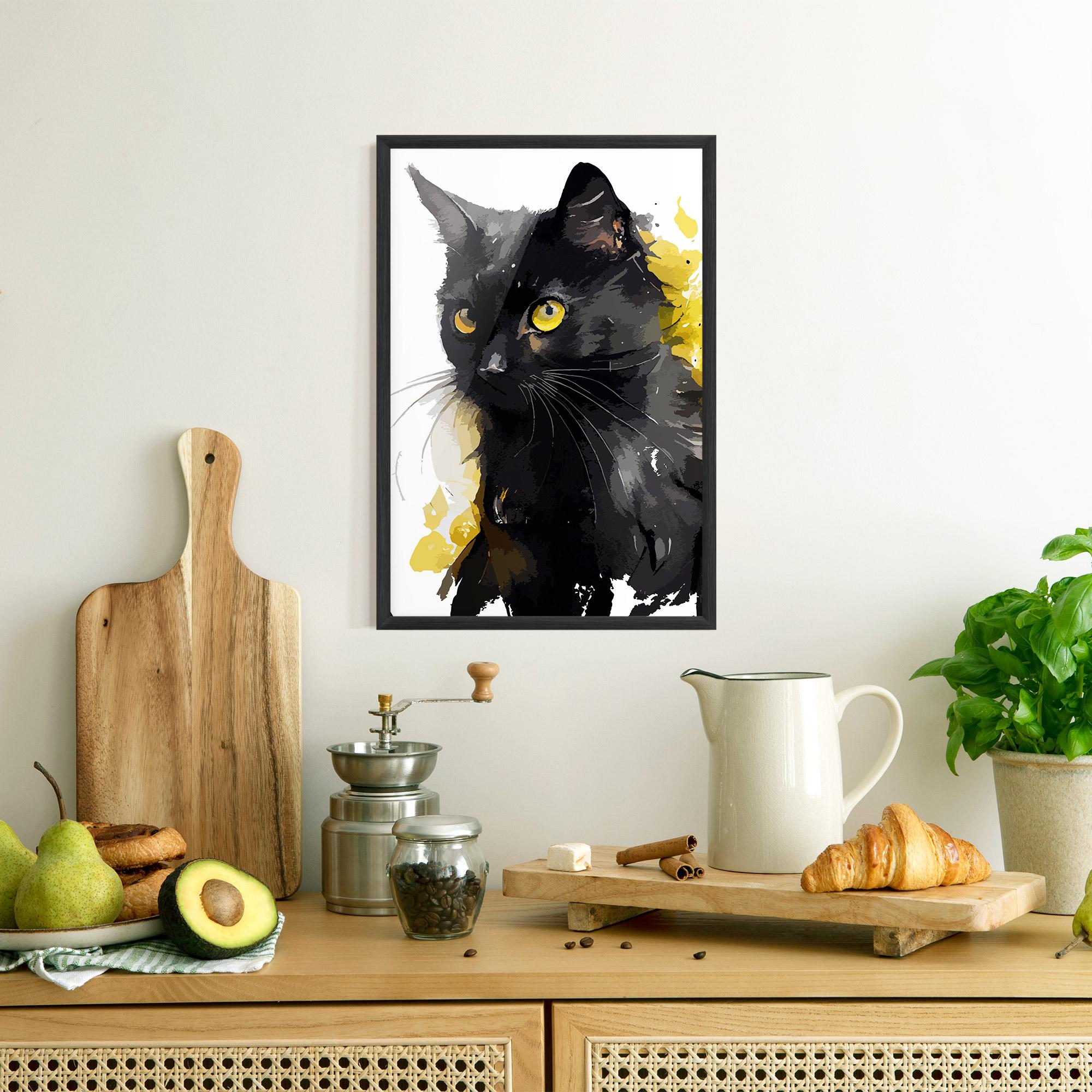 Poster Înrămat Beautiful Black Cat mockup 8