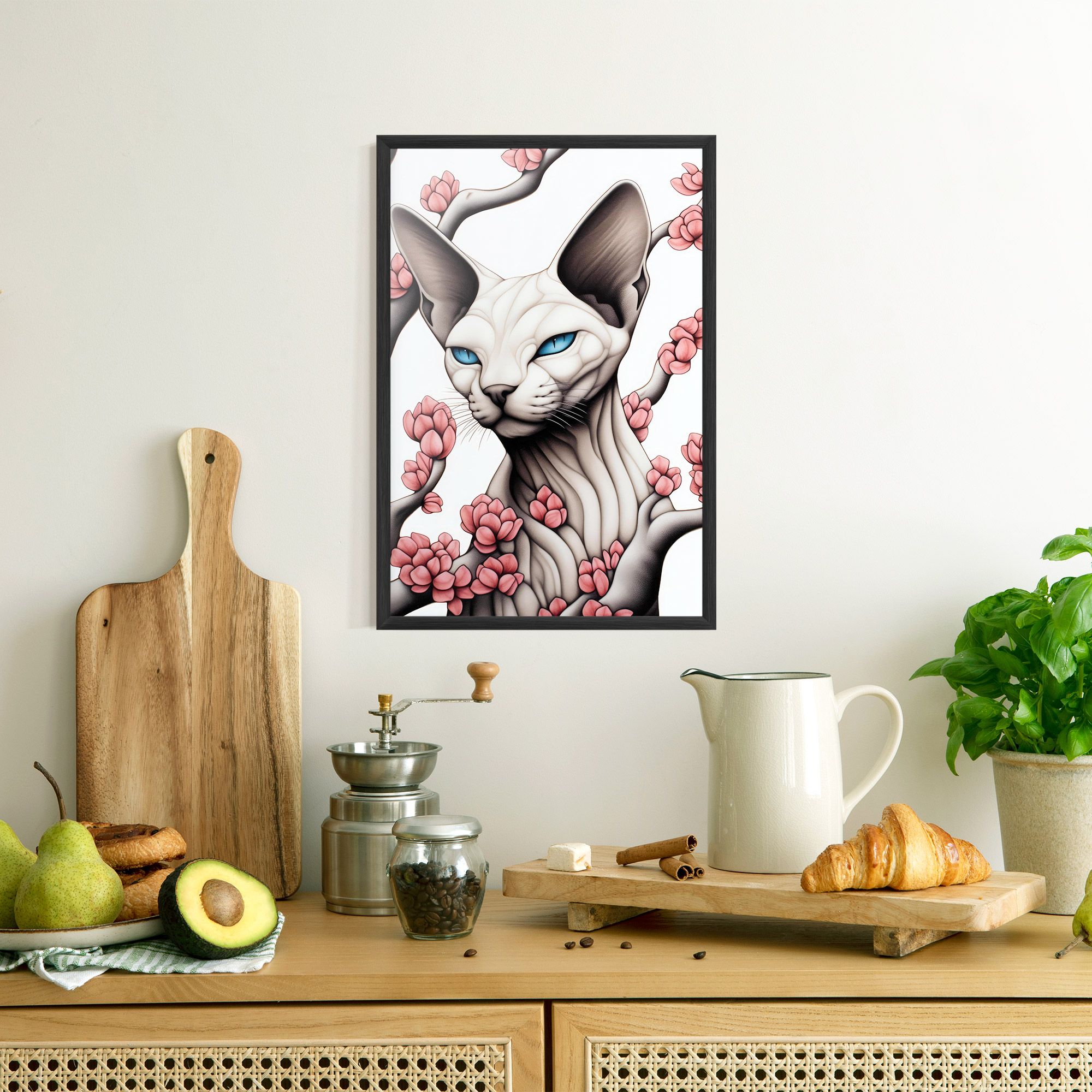 Blue Eyes Cat Drawing mockup 8