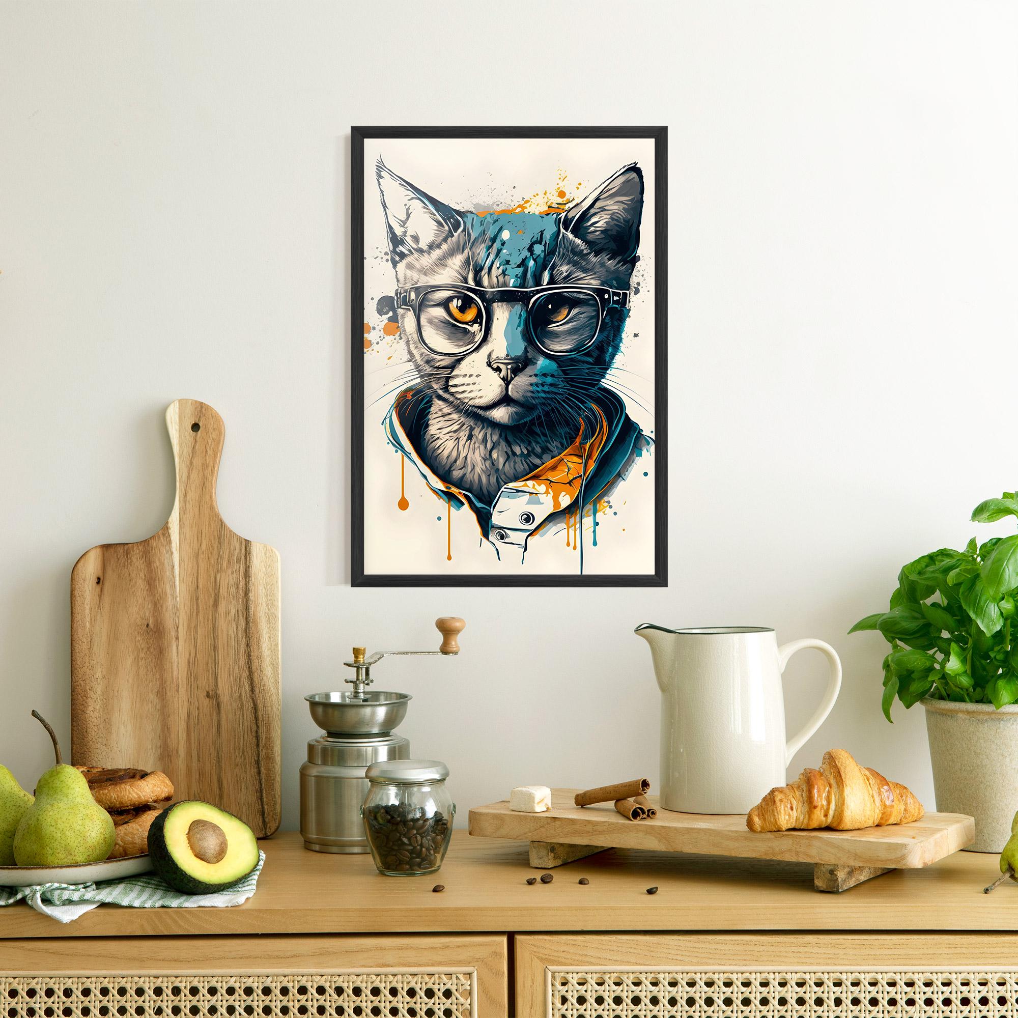 Poster Înrămat Cat Glasses Art mockup 8