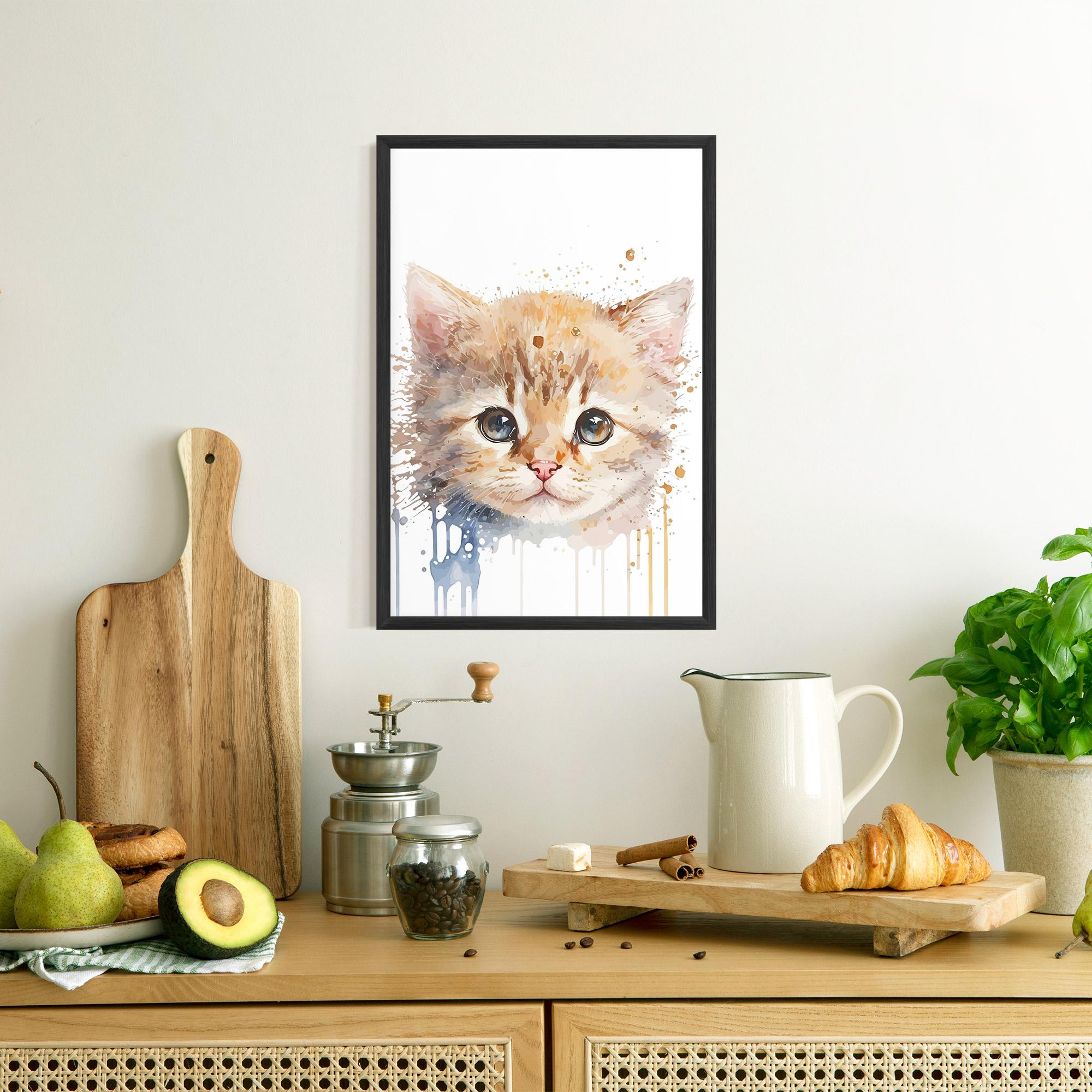 Poster Înrămat Watercolor Animal Cat mockup 8
