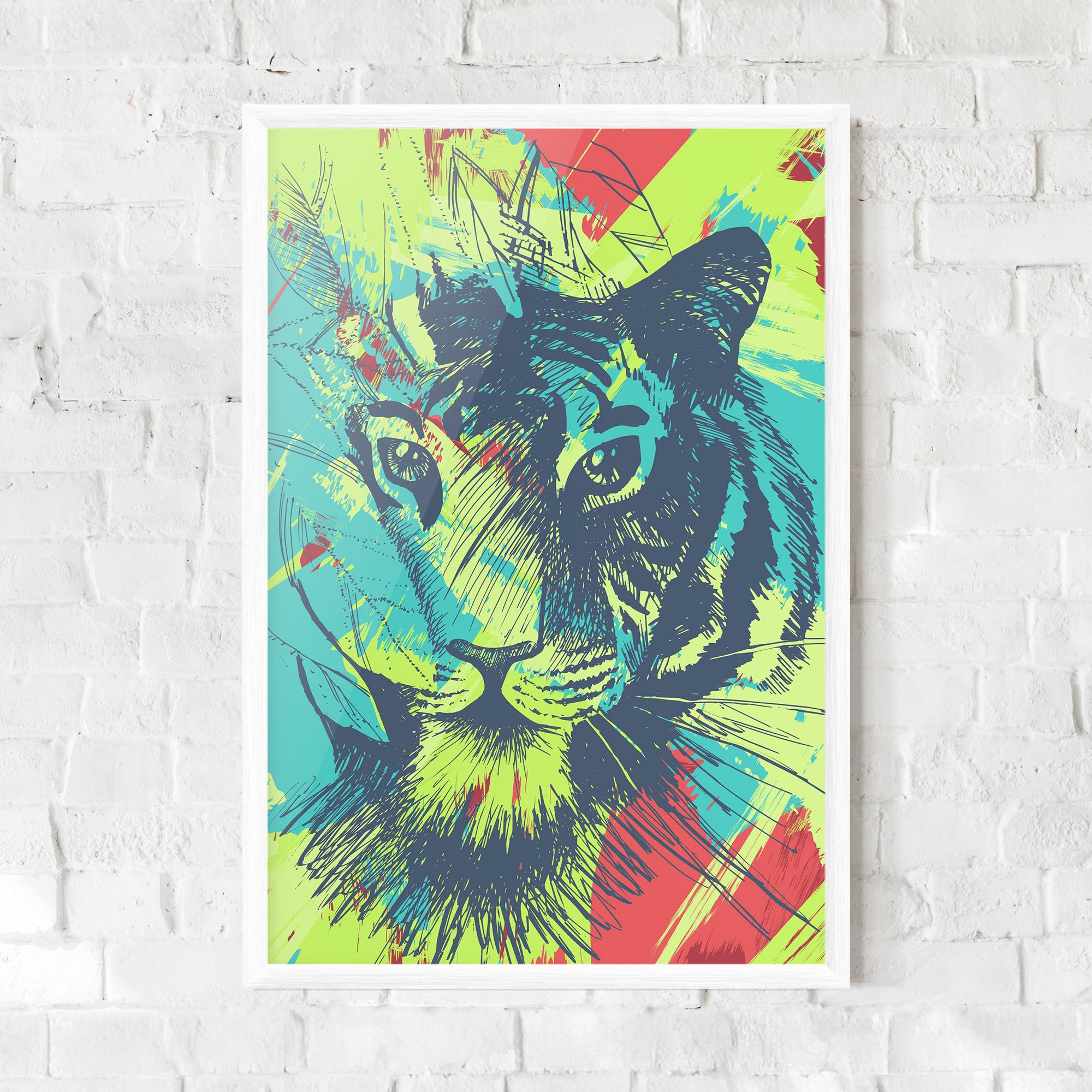 Poster Înrămat Blue Green Tiger mockup 0