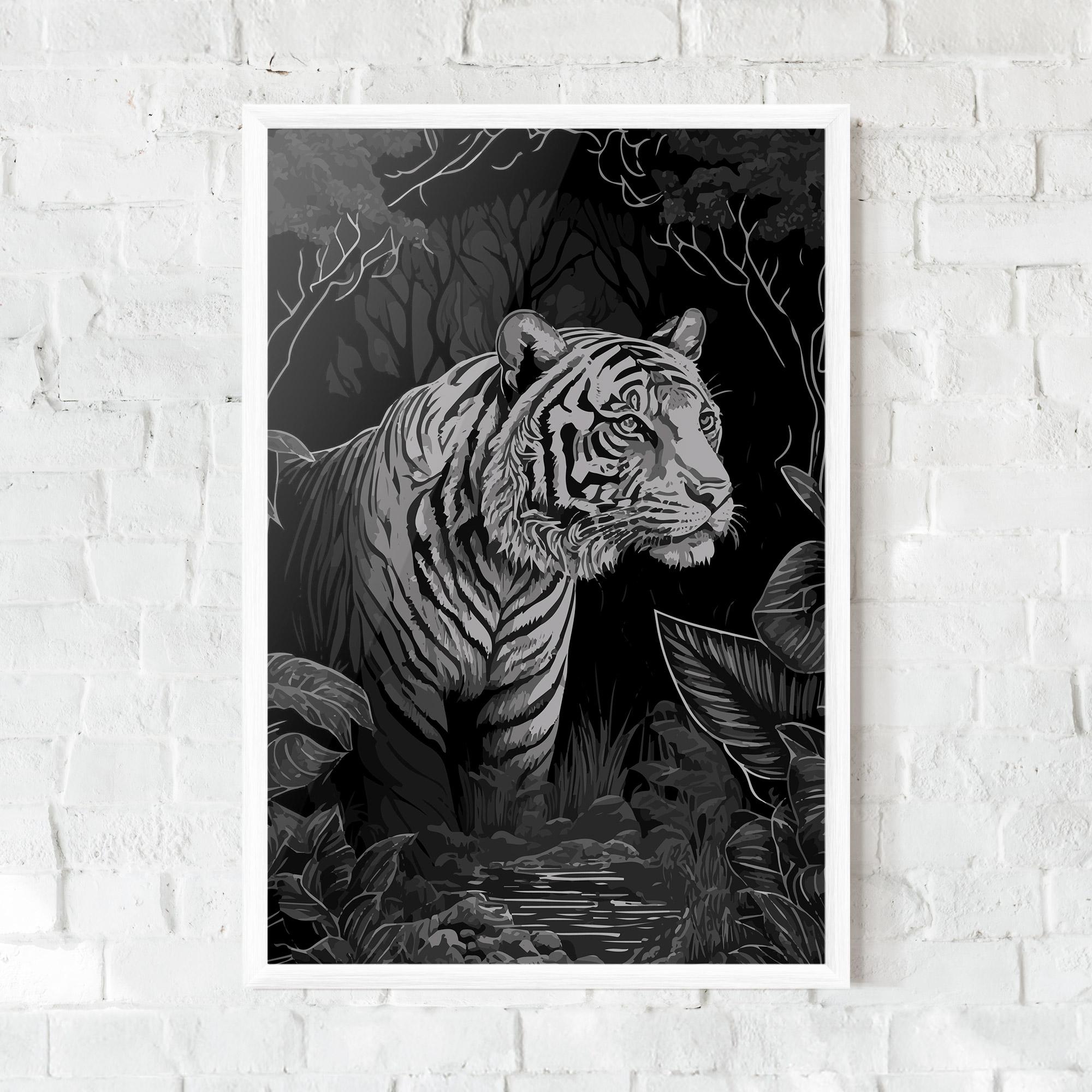 Poster Înrămat Grey Tiger mockup 0