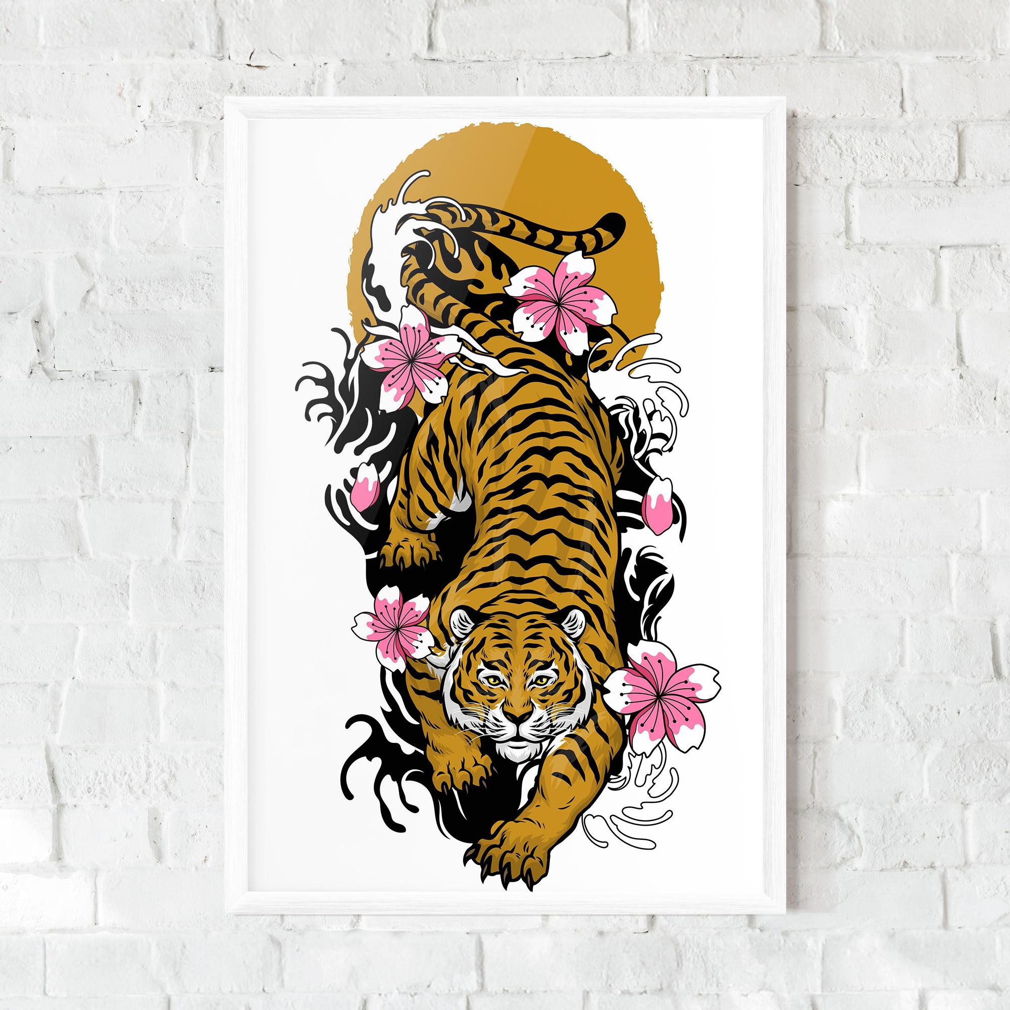 Poster Înrămat Japanese Style Tiger mockup 0