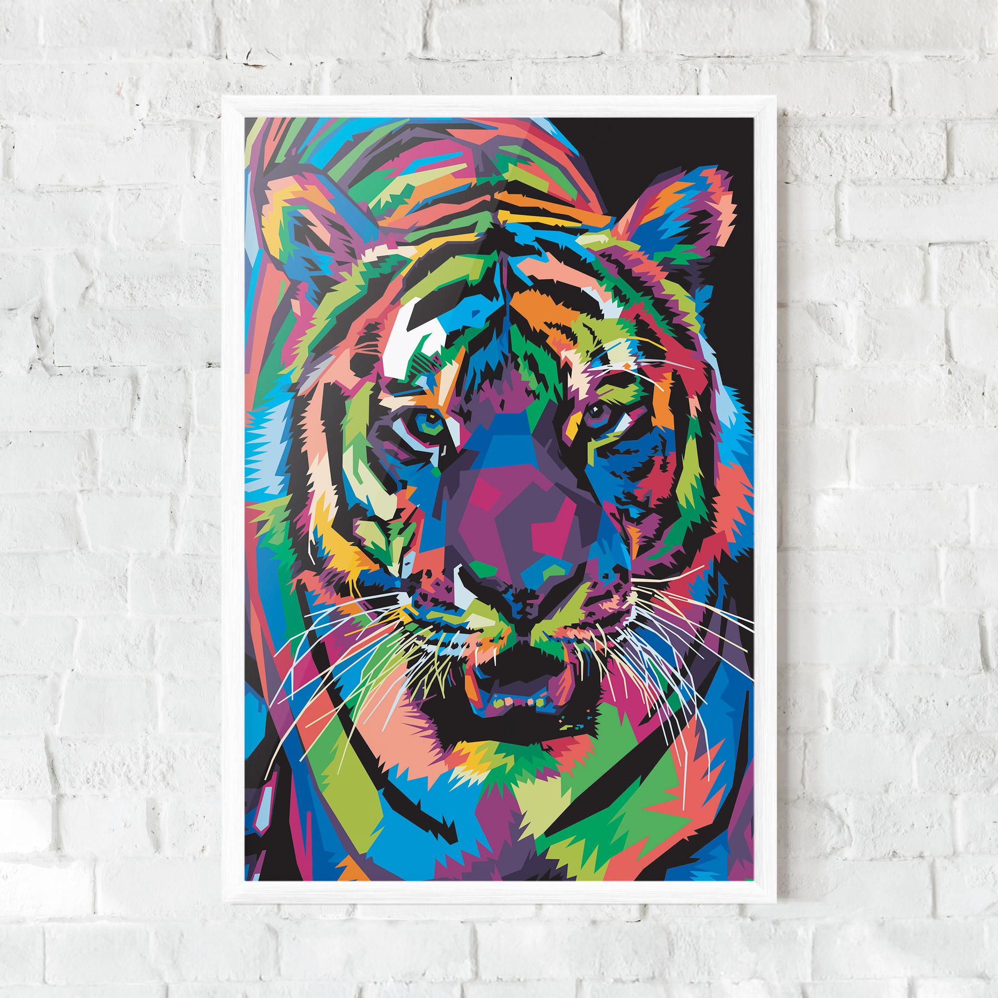 Poster Înrămat Mix Color Tiger mockup 0