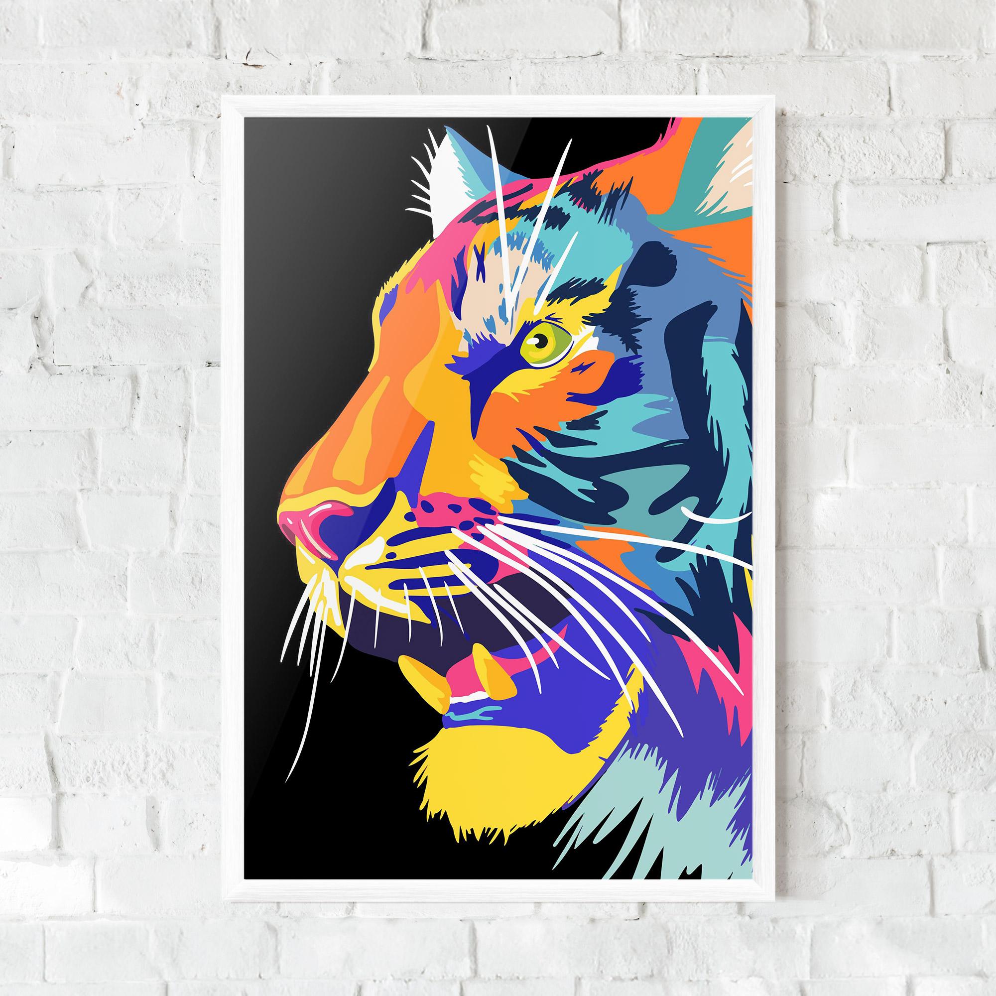 Poster Înrămat Pretty Colorful Tiger mockup 0