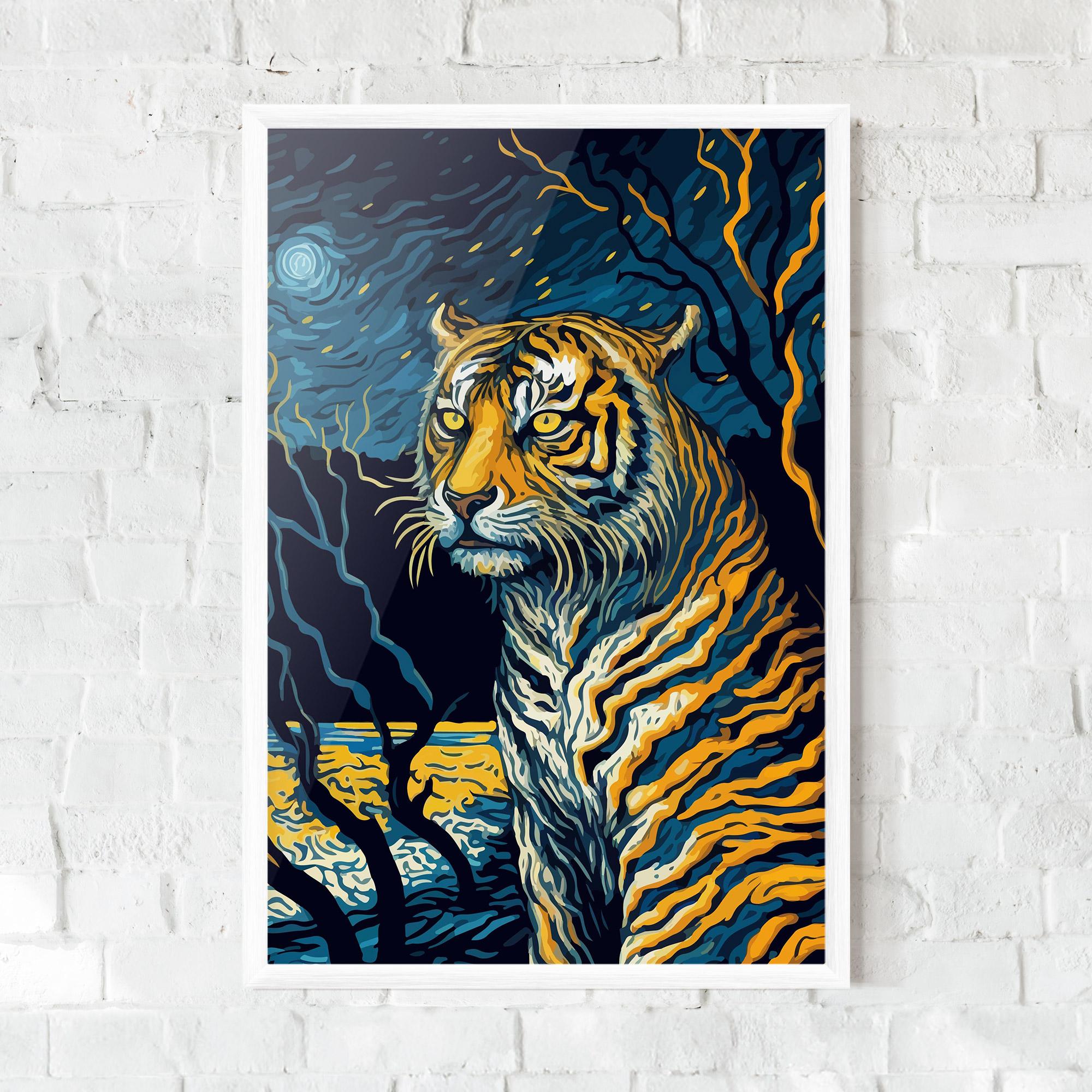 Poster Înrămat Tiger Blue Painting mockup 0