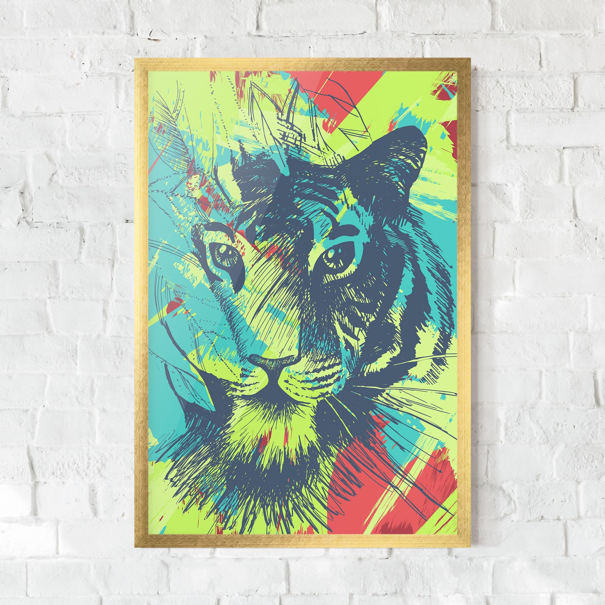 Poster Înrămat Blue Green Tiger mockup 0