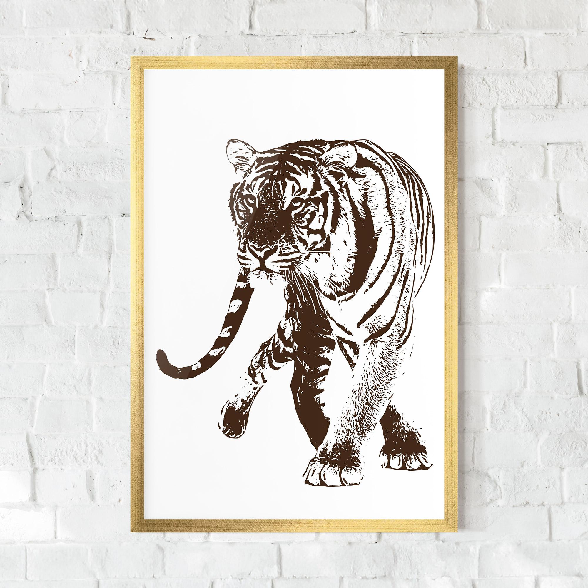 Poster Înrămat Brown Line Tiger mockup 0