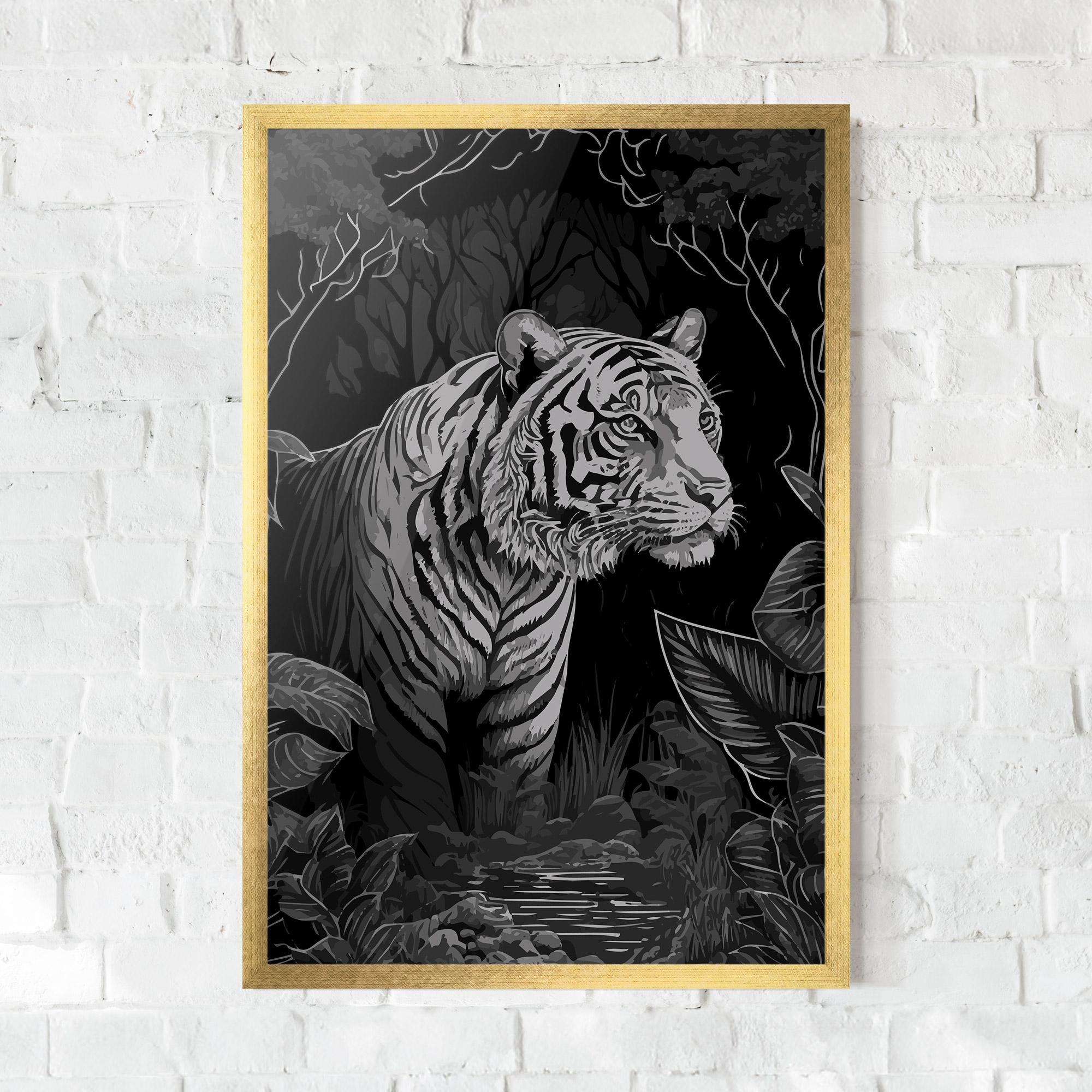Poster Înrămat Grey Tiger mockup 0
