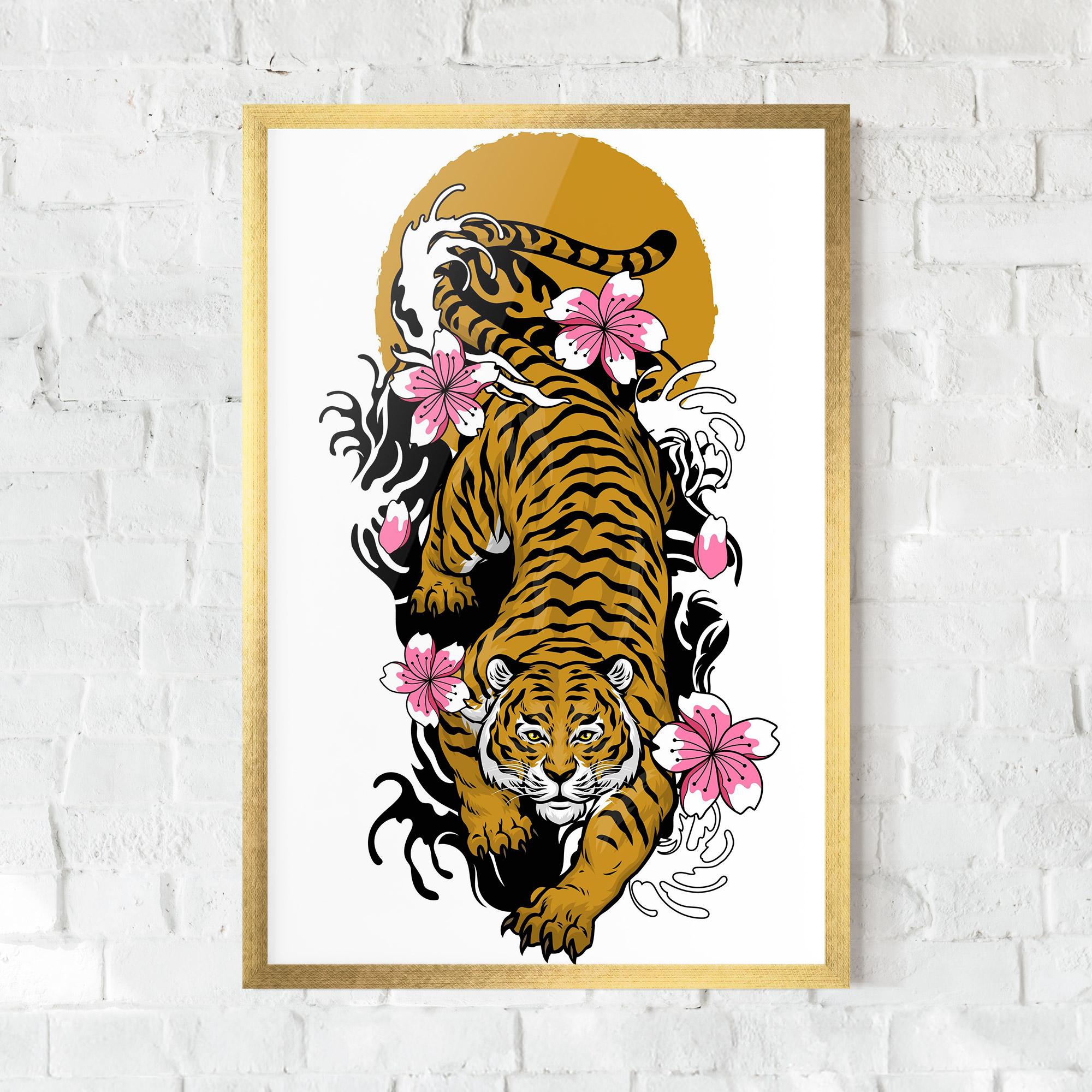 Poster Înrămat Japanese Style Tiger mockup 0