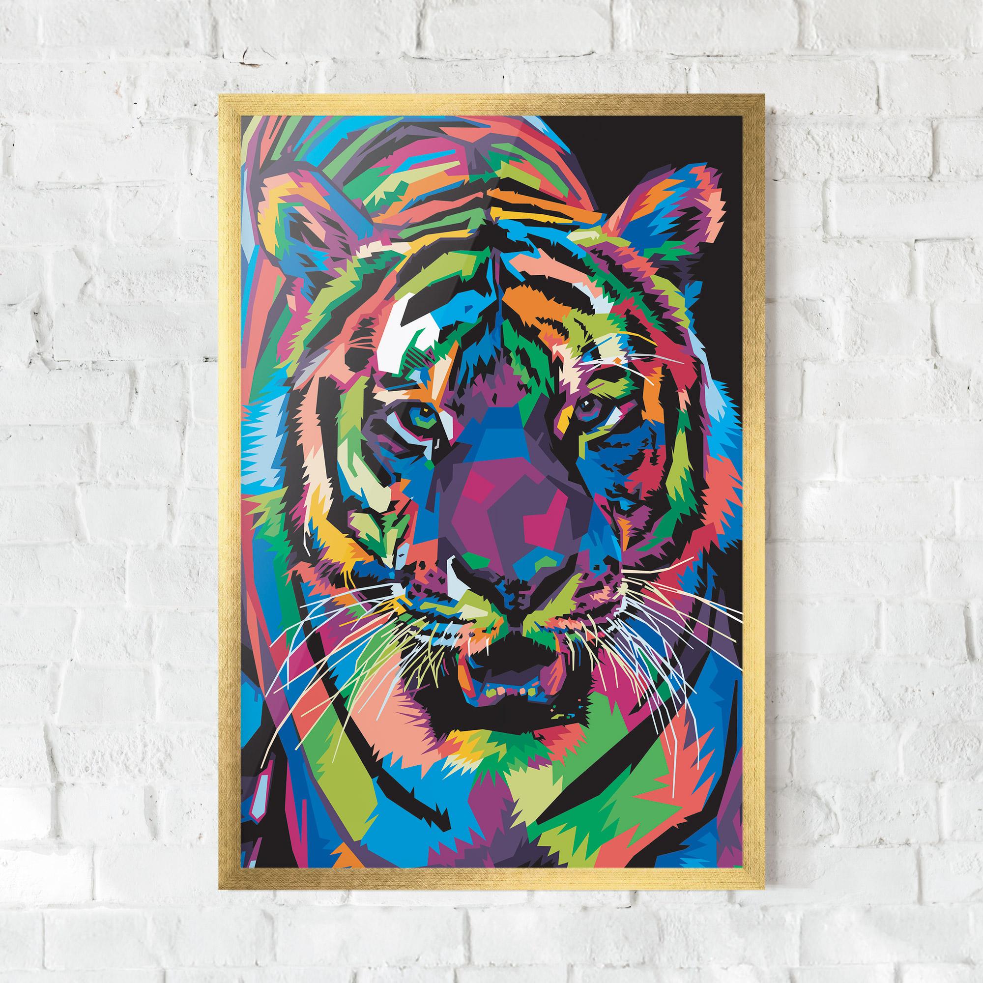 Poster Înrămat Mix Color Tiger mockup 0