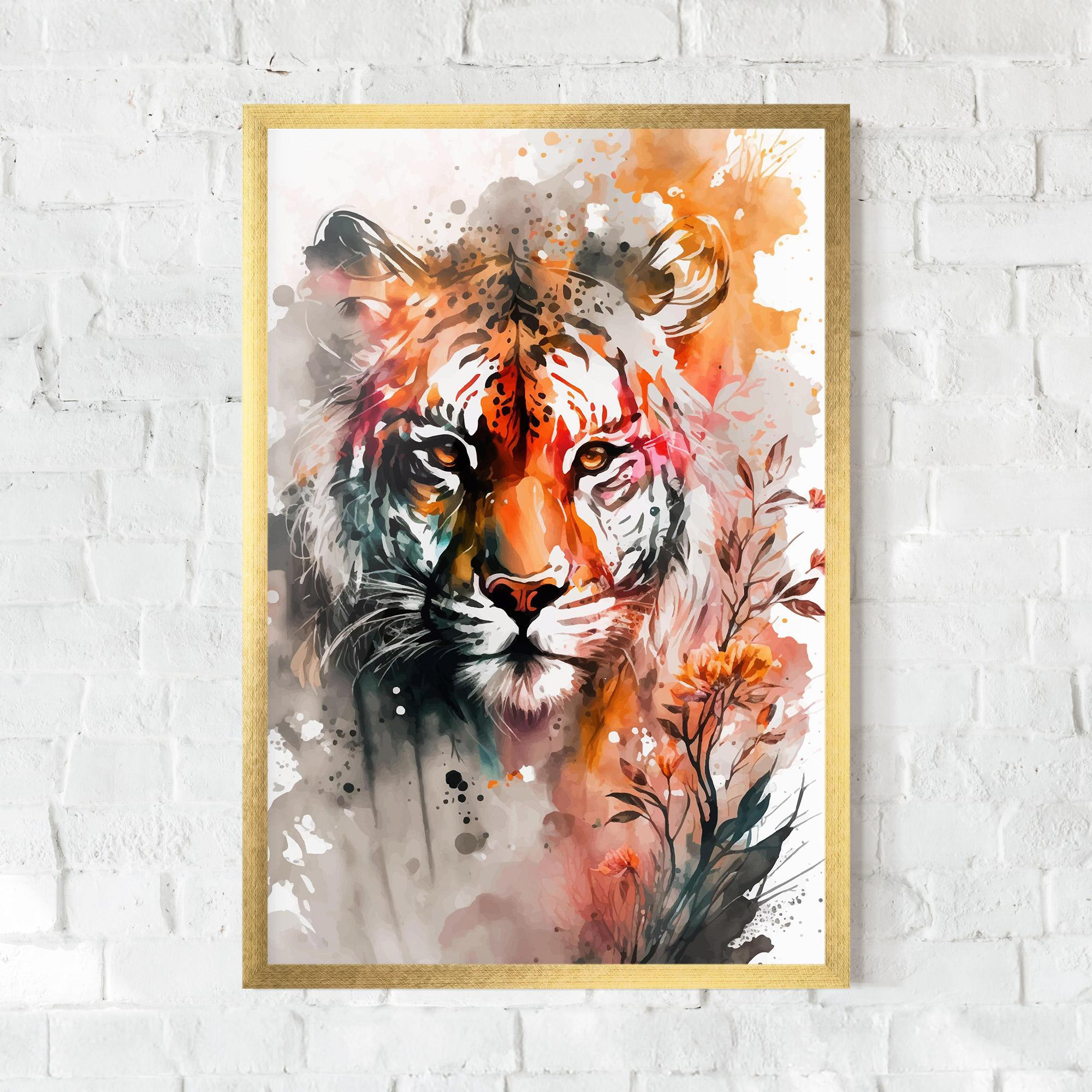Poster Înrămat Orange Art Tiger mockup 0