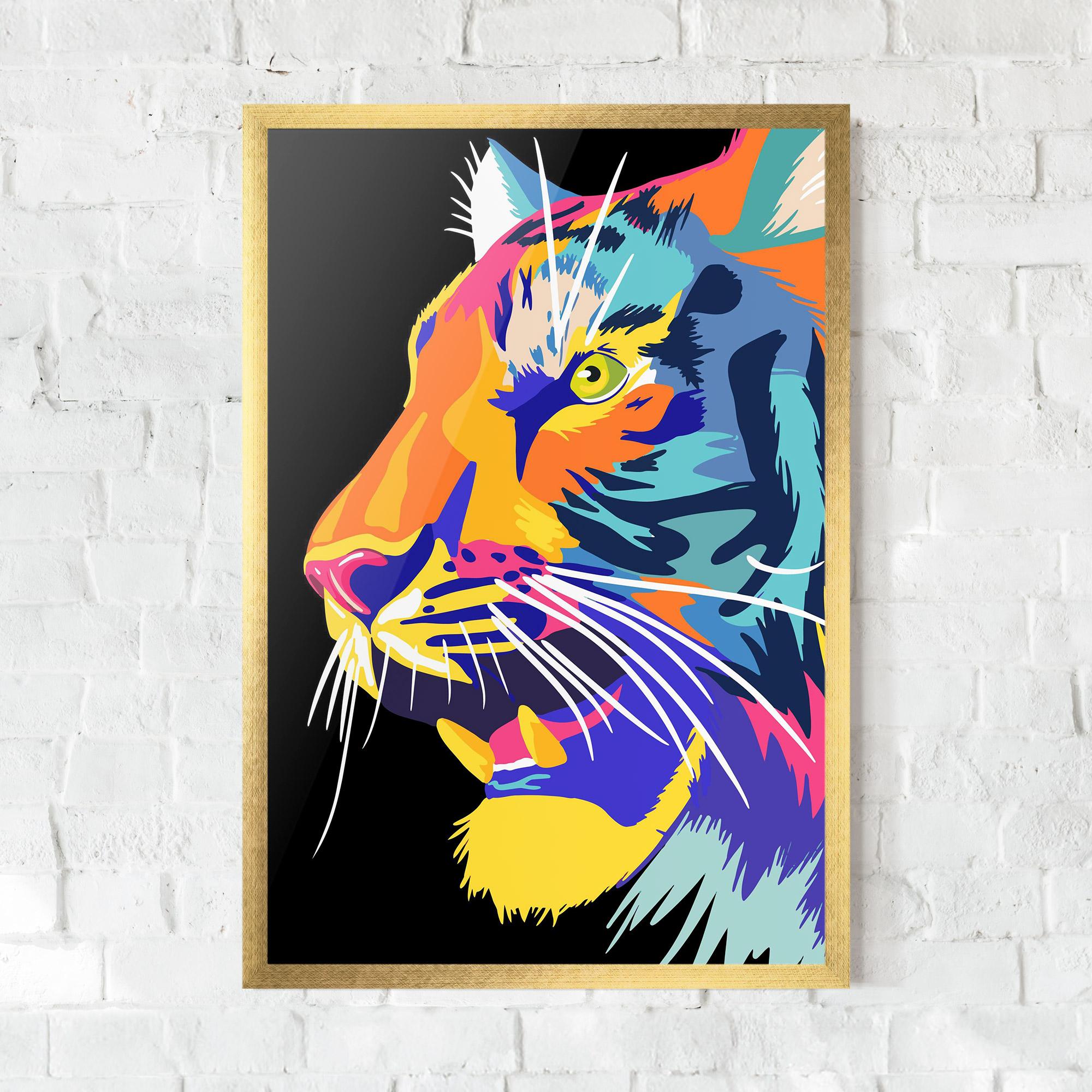 Poster Înrămat Pretty Colorful Tiger mockup 0